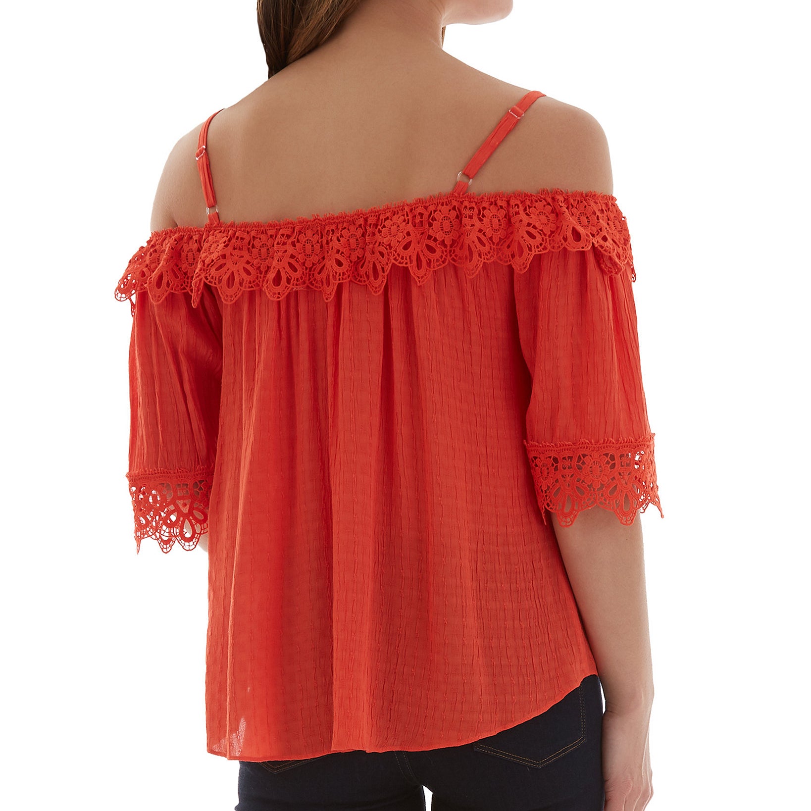BCX Women Crochet Trim Top