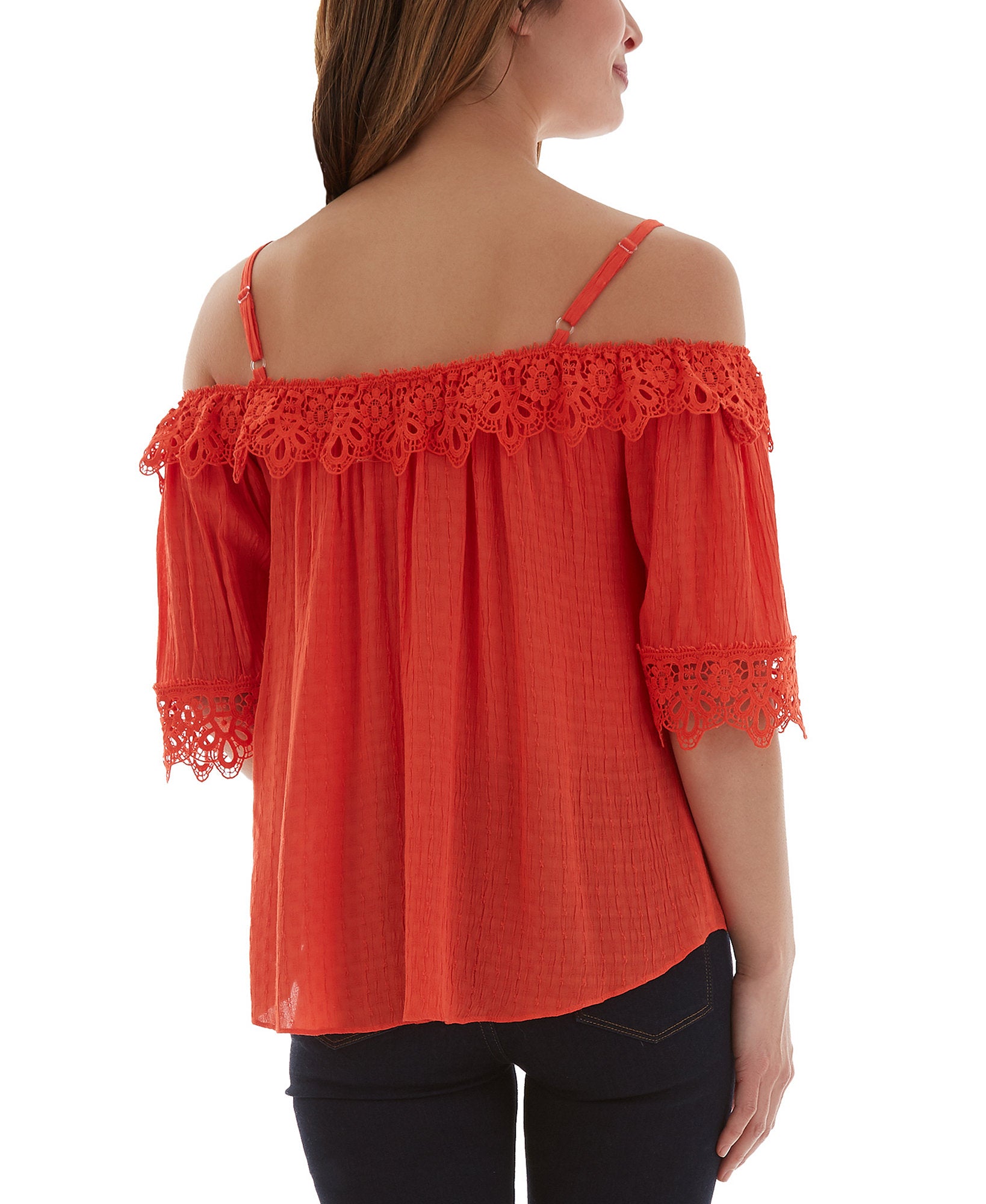 BCX Women Crochet Trim Top