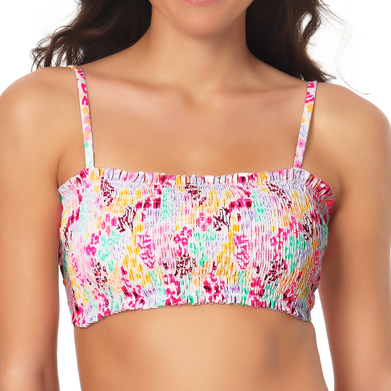 California Waves Women Smocked Bandeau Bikini Top