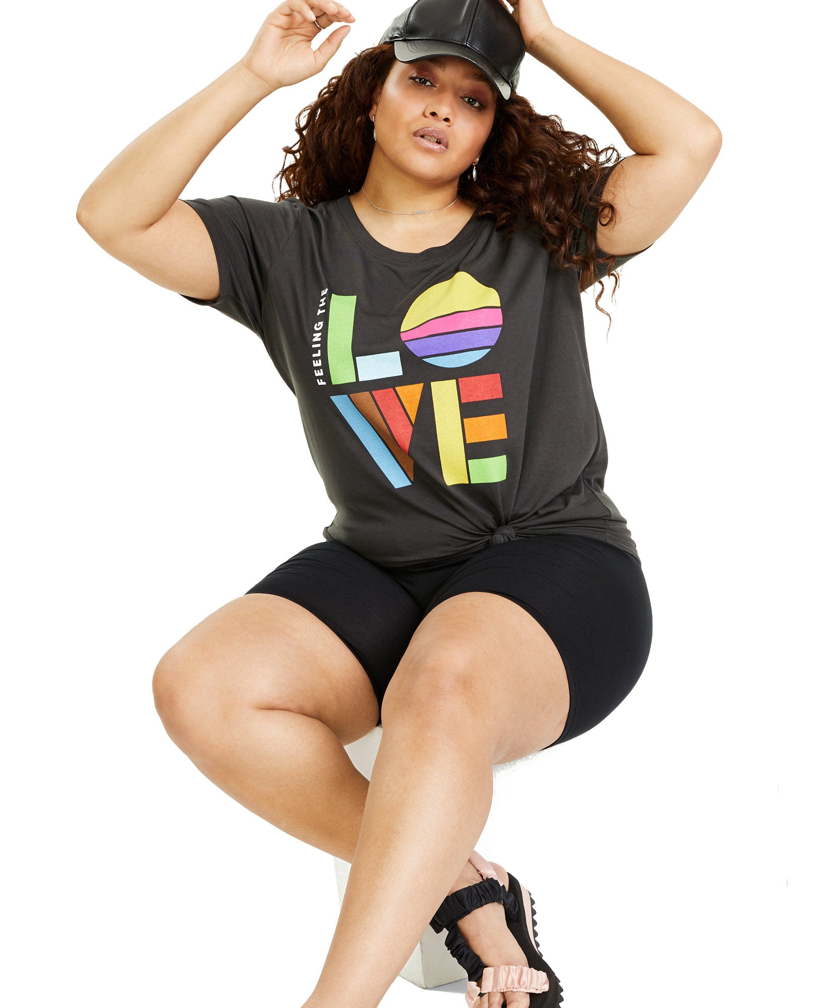 Mighty Fine Women Plus Trendy Love Graphic T Shirt Black