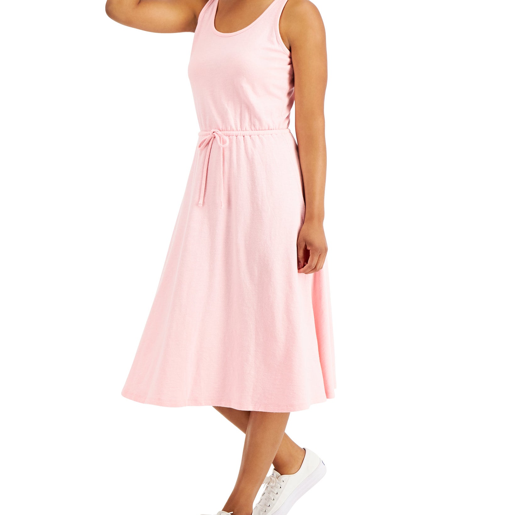 Style & Co Women Drawstring Waist Cotton Midi Dress