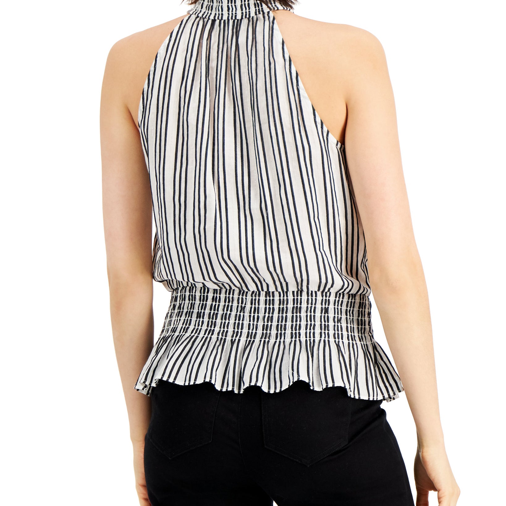 INC International Concepts Women Striped Sleeveless Halter Top