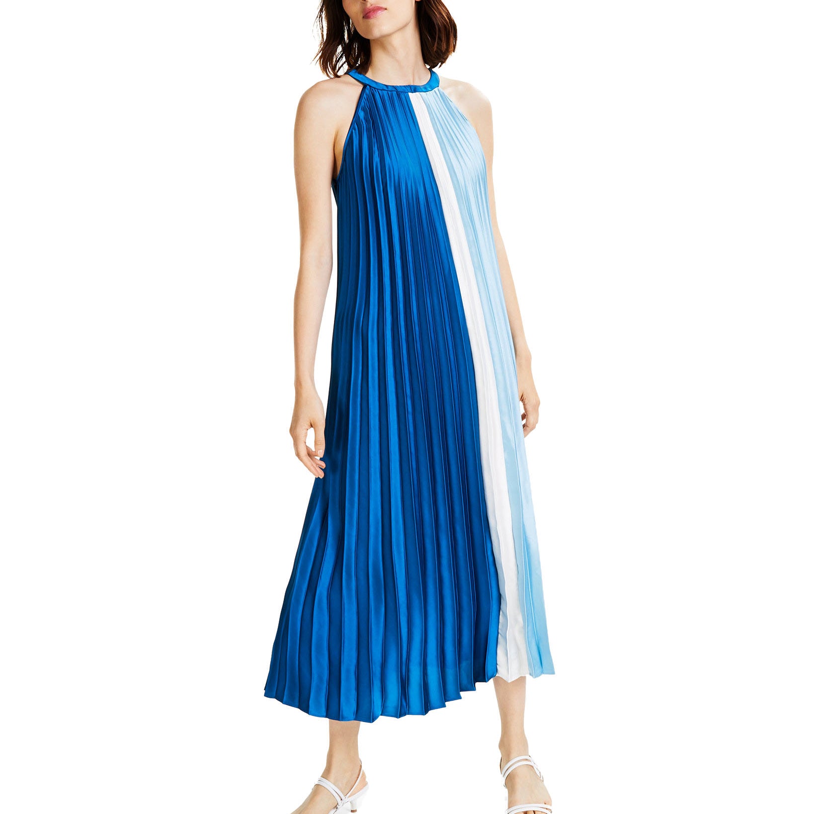 Alfani Women Colorblocked Pleated Midi Dress Baroque Blue