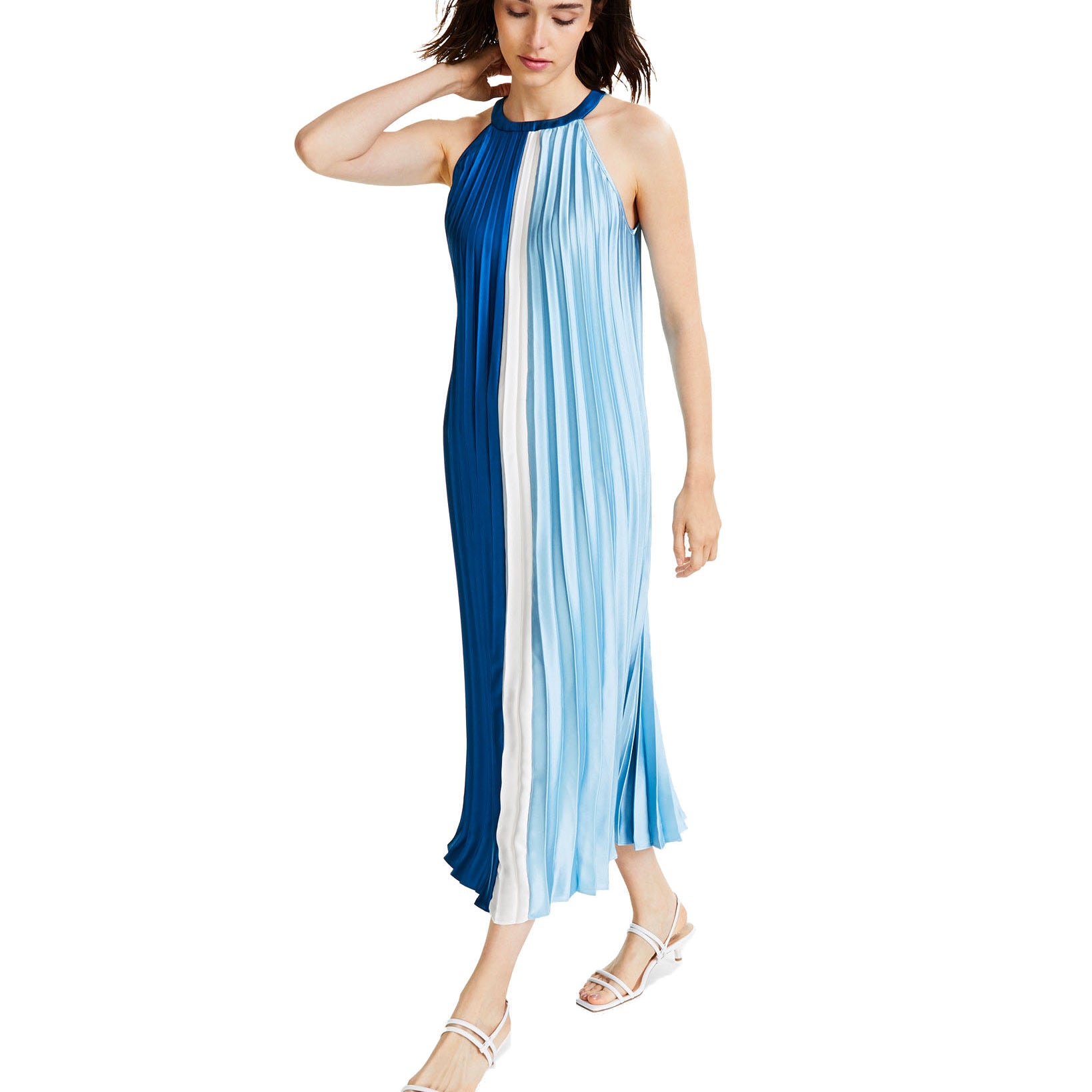 Alfani Women Colorblocked Pleated Midi Dress