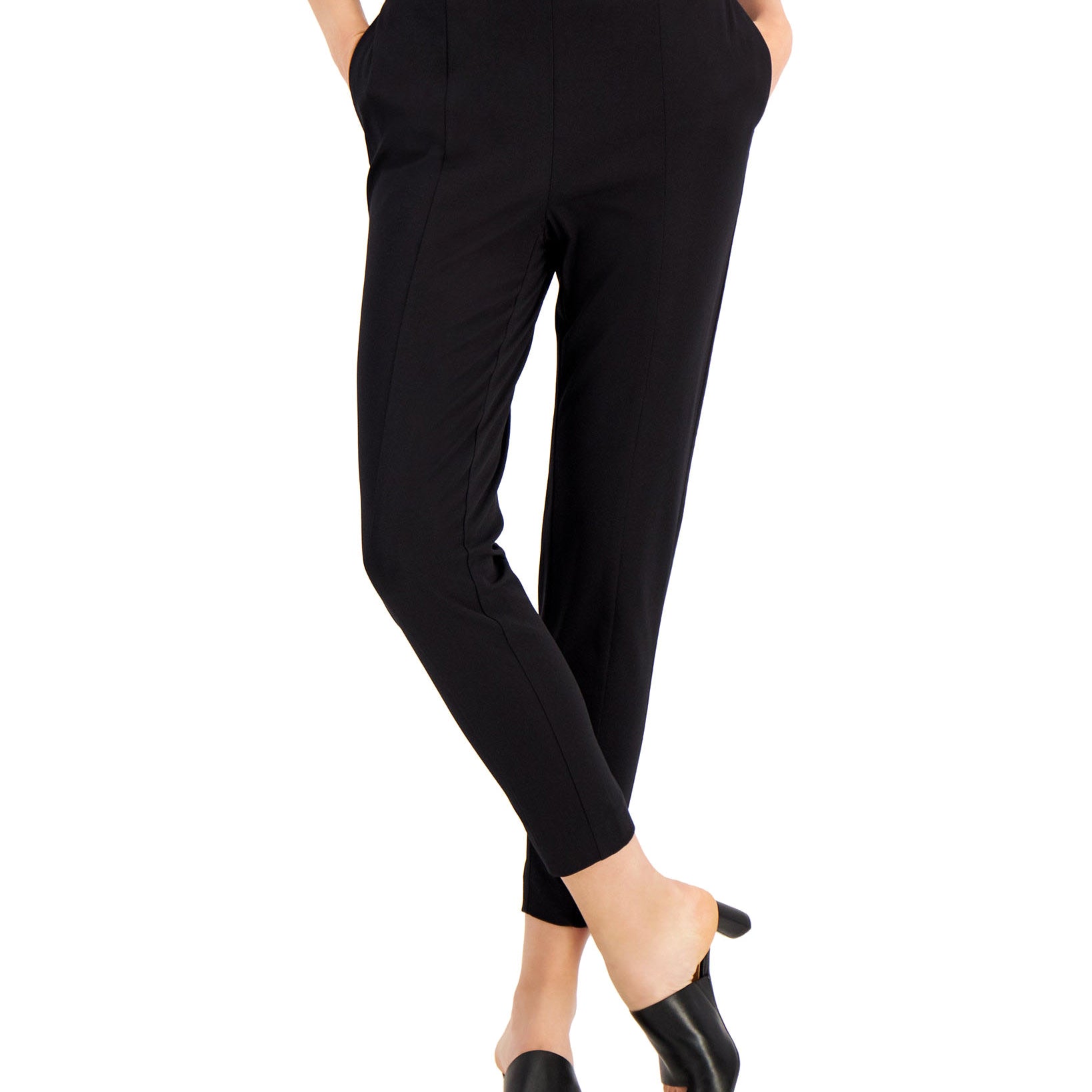 Alfani Women Seamed Straight Pants Deep Black