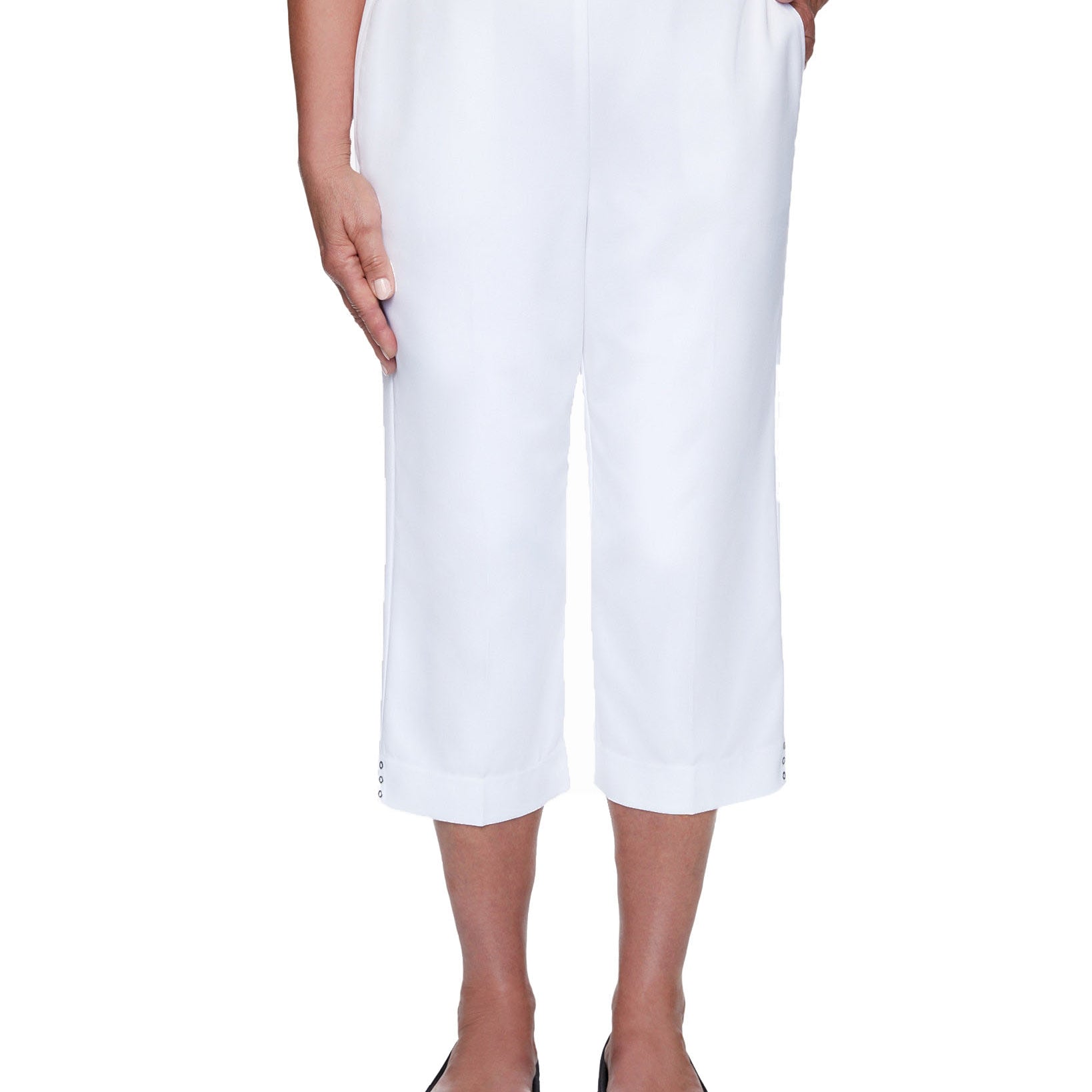 Alfred Dunner Women Plus Anchors Away Heat Cuff Capri White