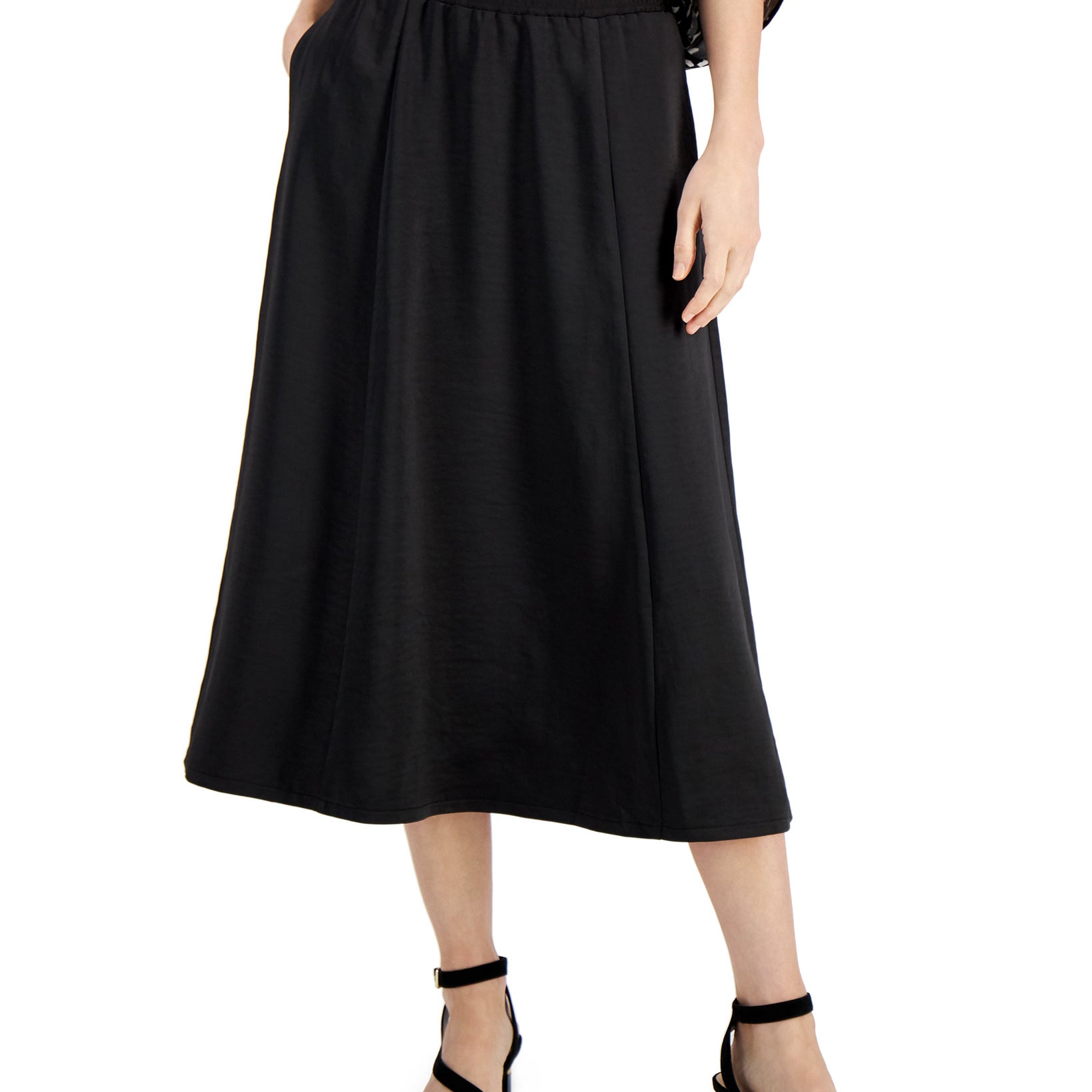 Alfani Women Pull On Midi Skirt Deep Black