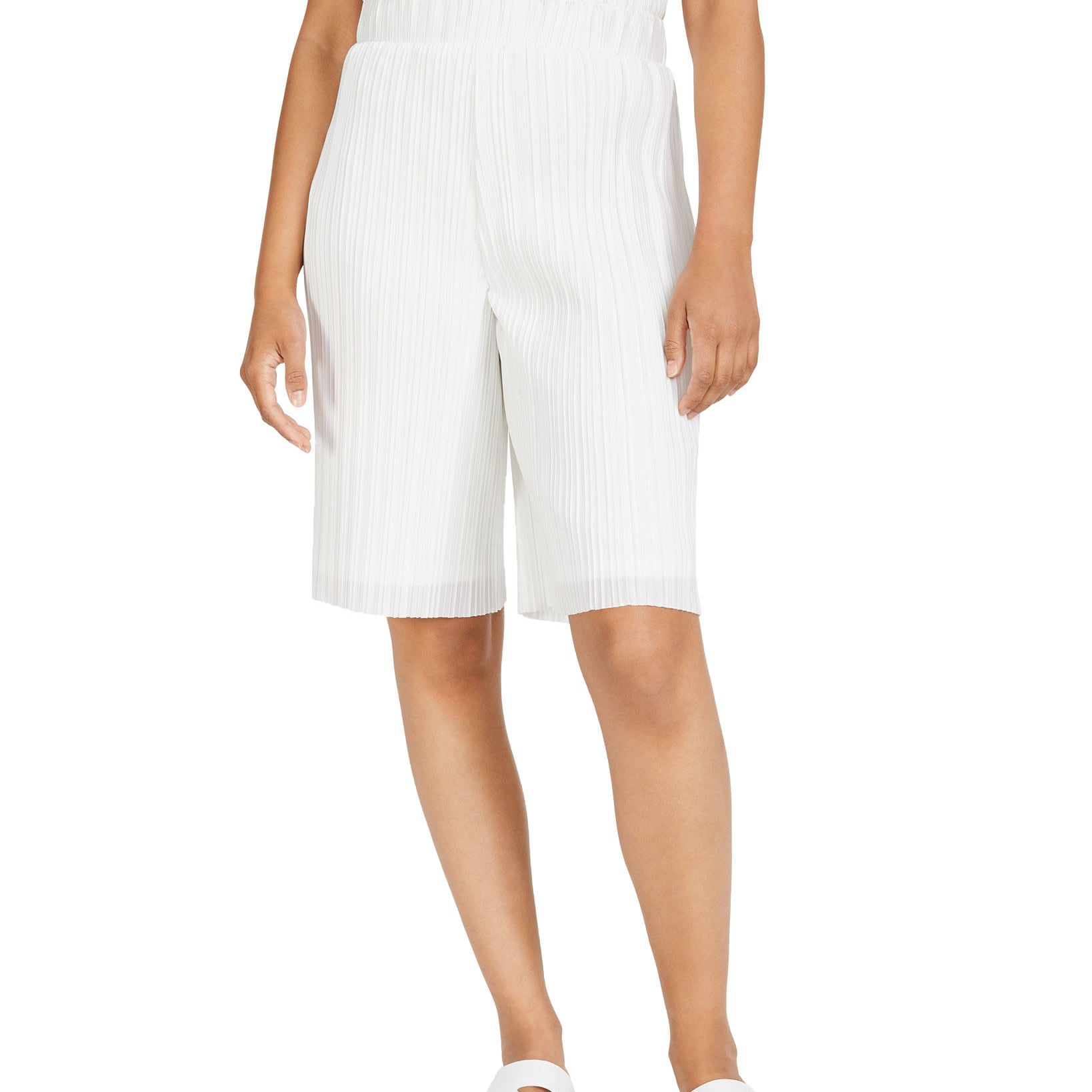 Alfani Women Pleated High Rise Shorts Shiitake