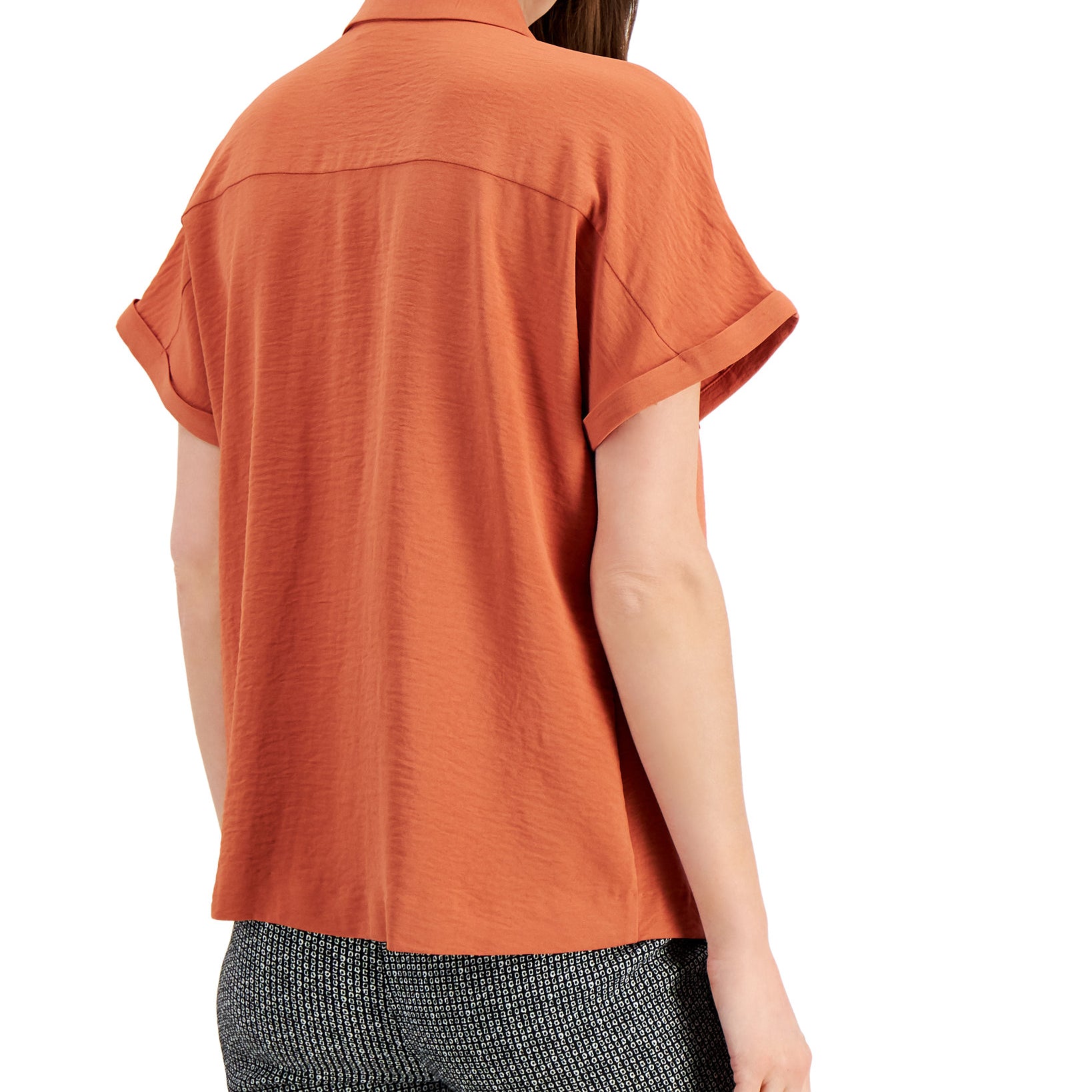 Alfani Women Button Front Short Sleeve Top