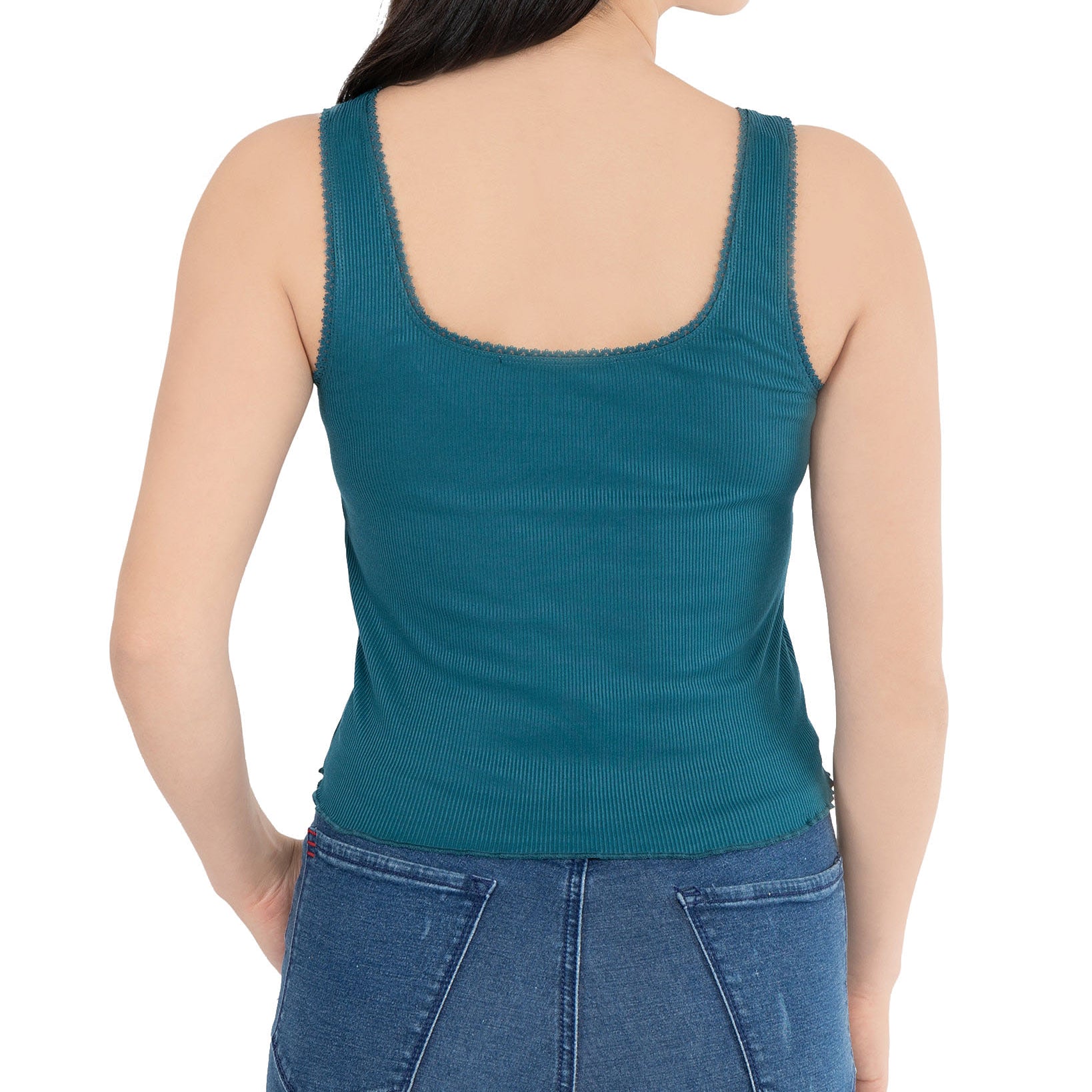 Hippie Rose Women Square Neck Lace Trim Top