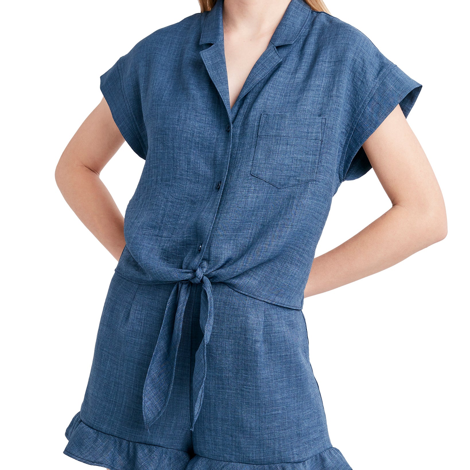 BCBGeneration Women Tie Hem Shirt Denim