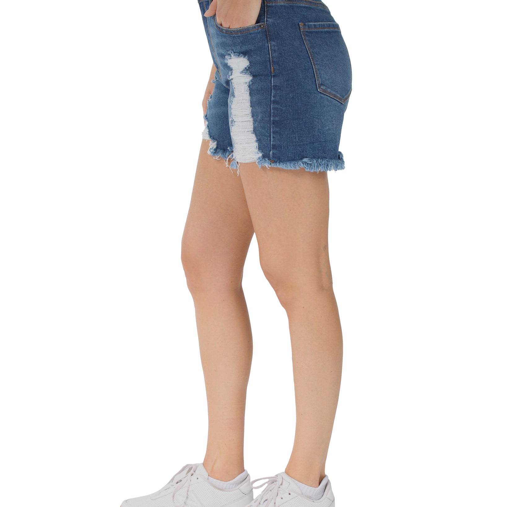 Indigo Rein Women Distressed Frayed Hem Denim Shorts