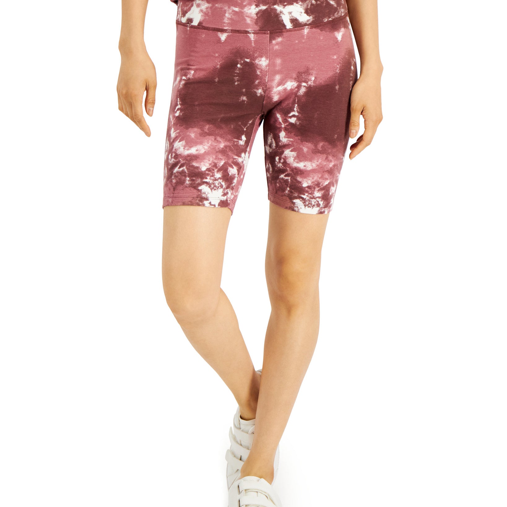 Hippie Rose Women High Rise Biker Shorts Fig Brown Tie Dye