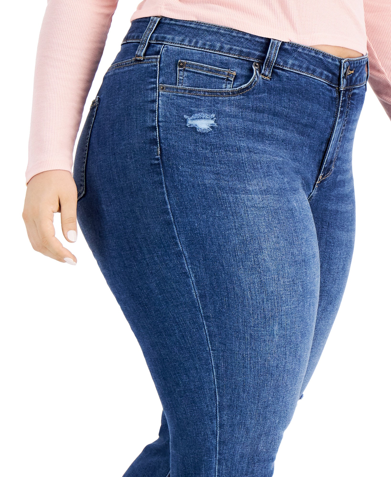Celebrity Pink Women Plus Trendy Ripped Girlfriend Jeans