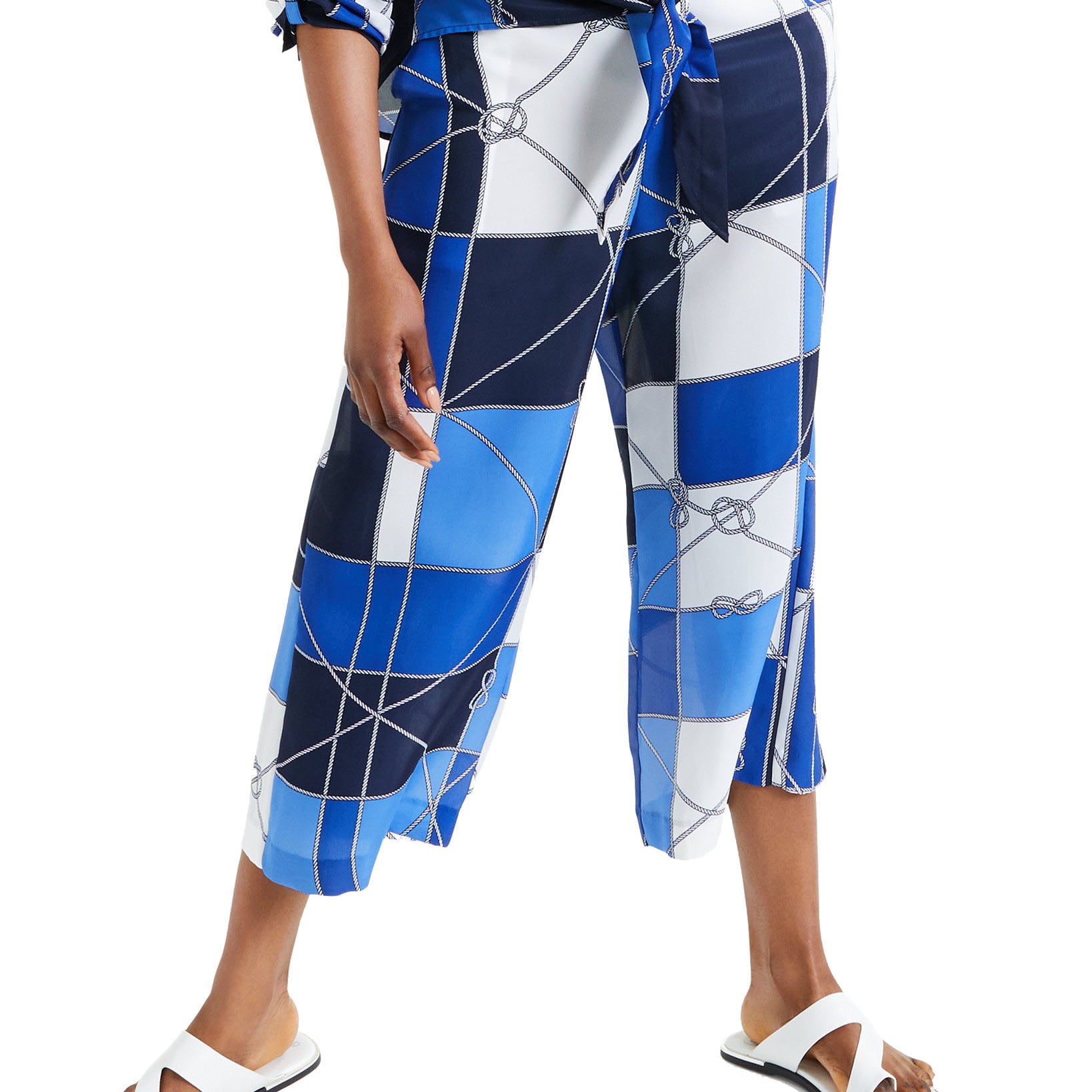 Charter Club Women Printed Cropped Wide Leg Pants Baywater Combo