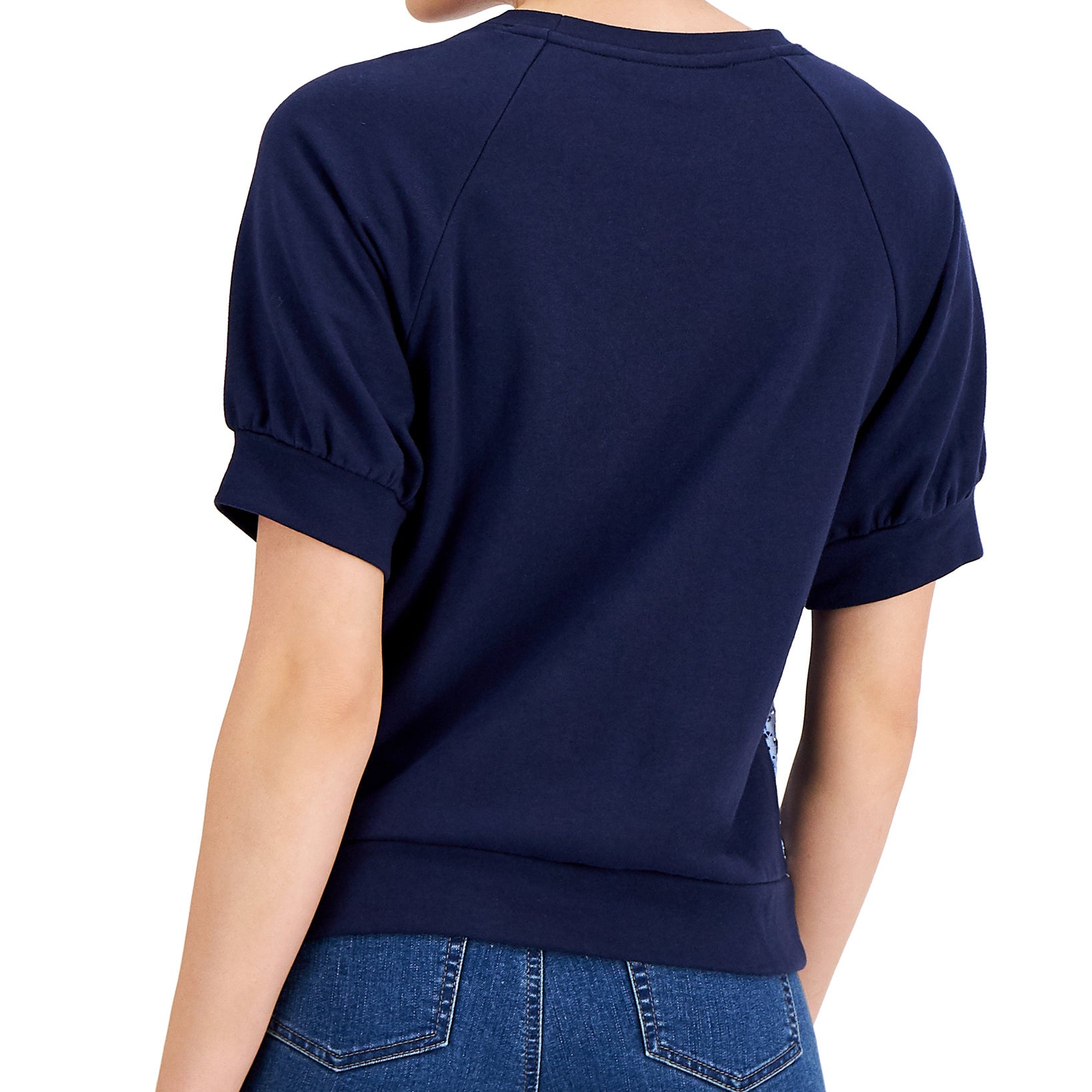 Charter Club Women Lace Panel Baseball T Shirt