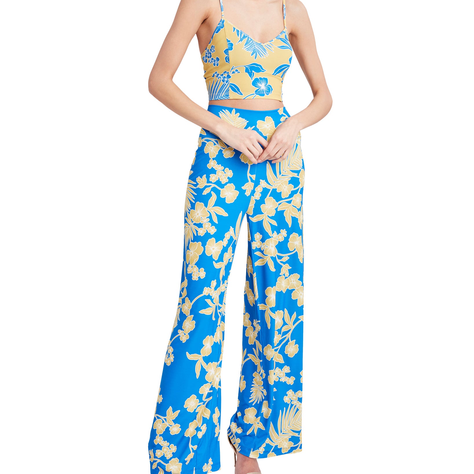 BCBGMAXAZRIA Women Cropped Floral Print Knit Top