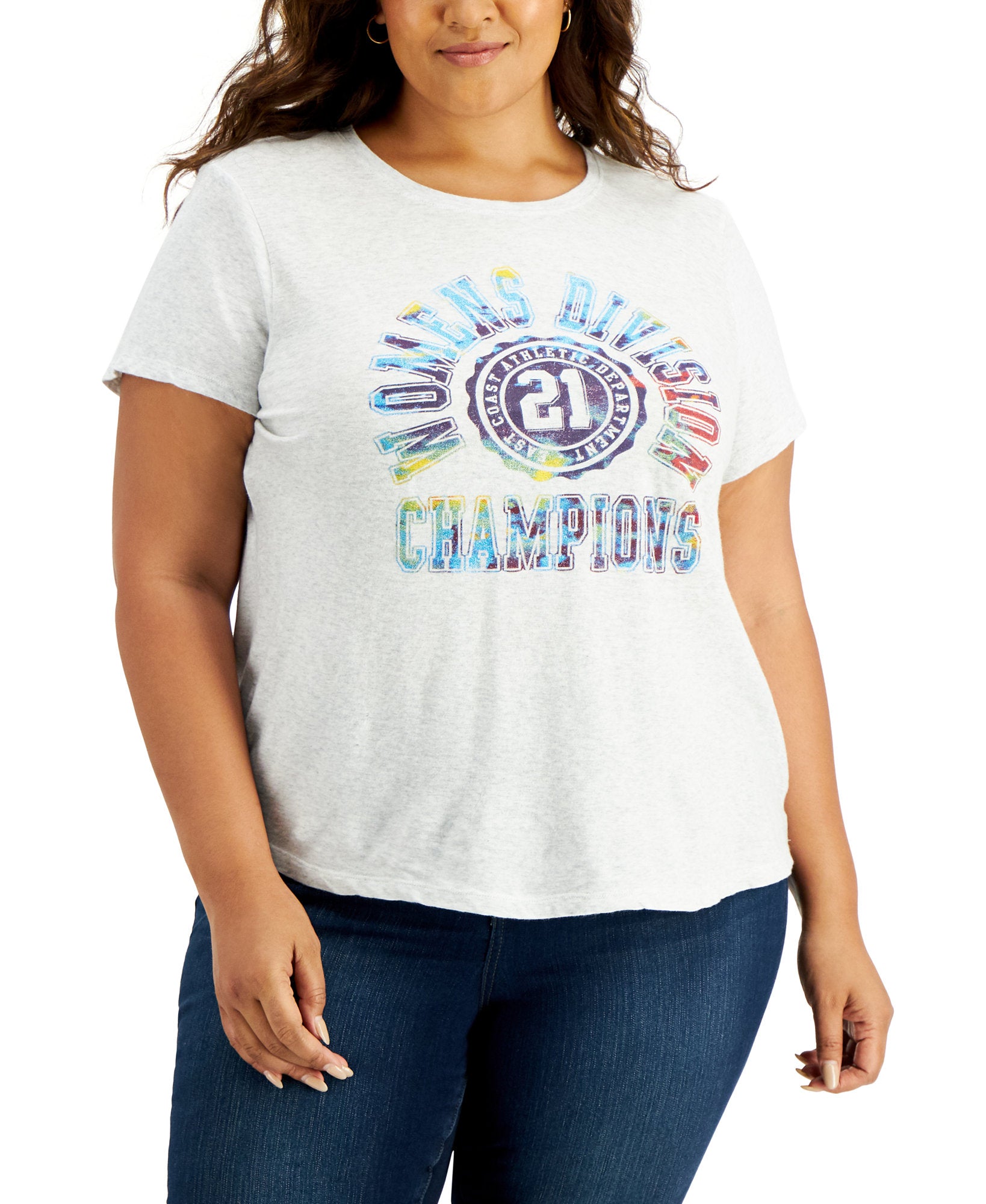 Style & Co Women Plus Cotton Graphic Print T Shirt Champions