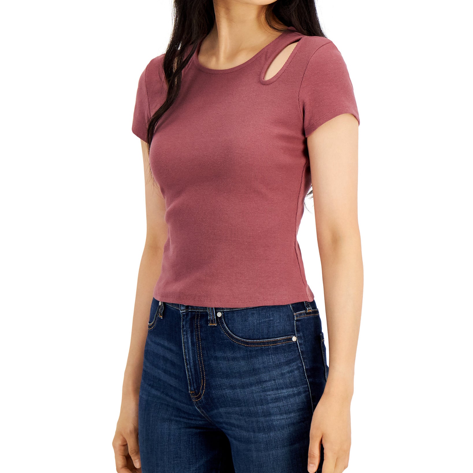 Self Esteem Women Cutout T Shirt Rose Brown
