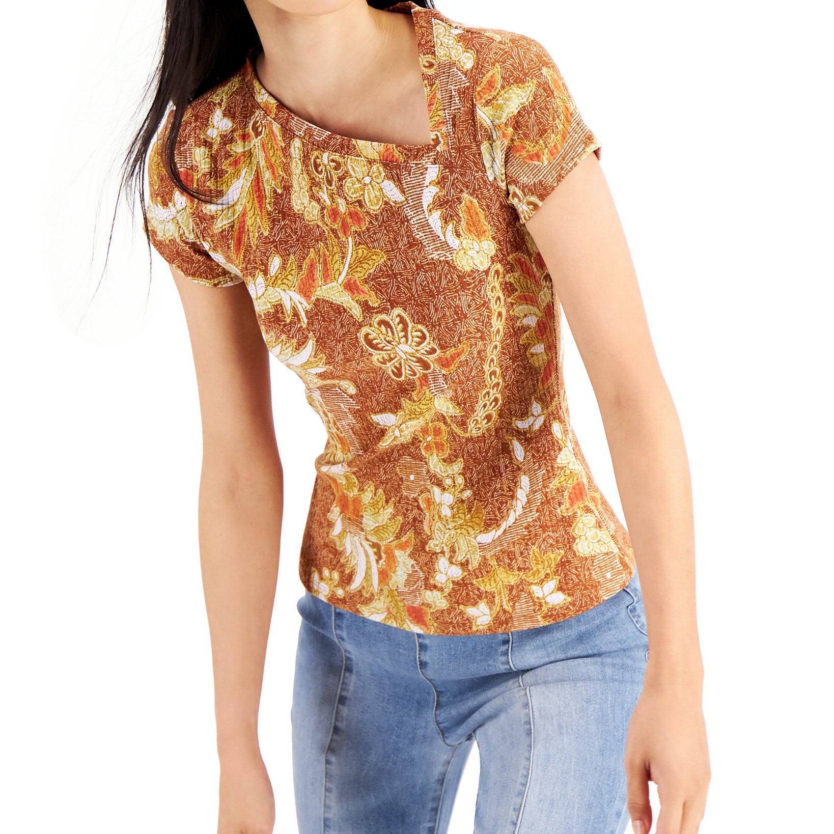 INC International Concepts Women Floral Print T Shirt Narina Scene