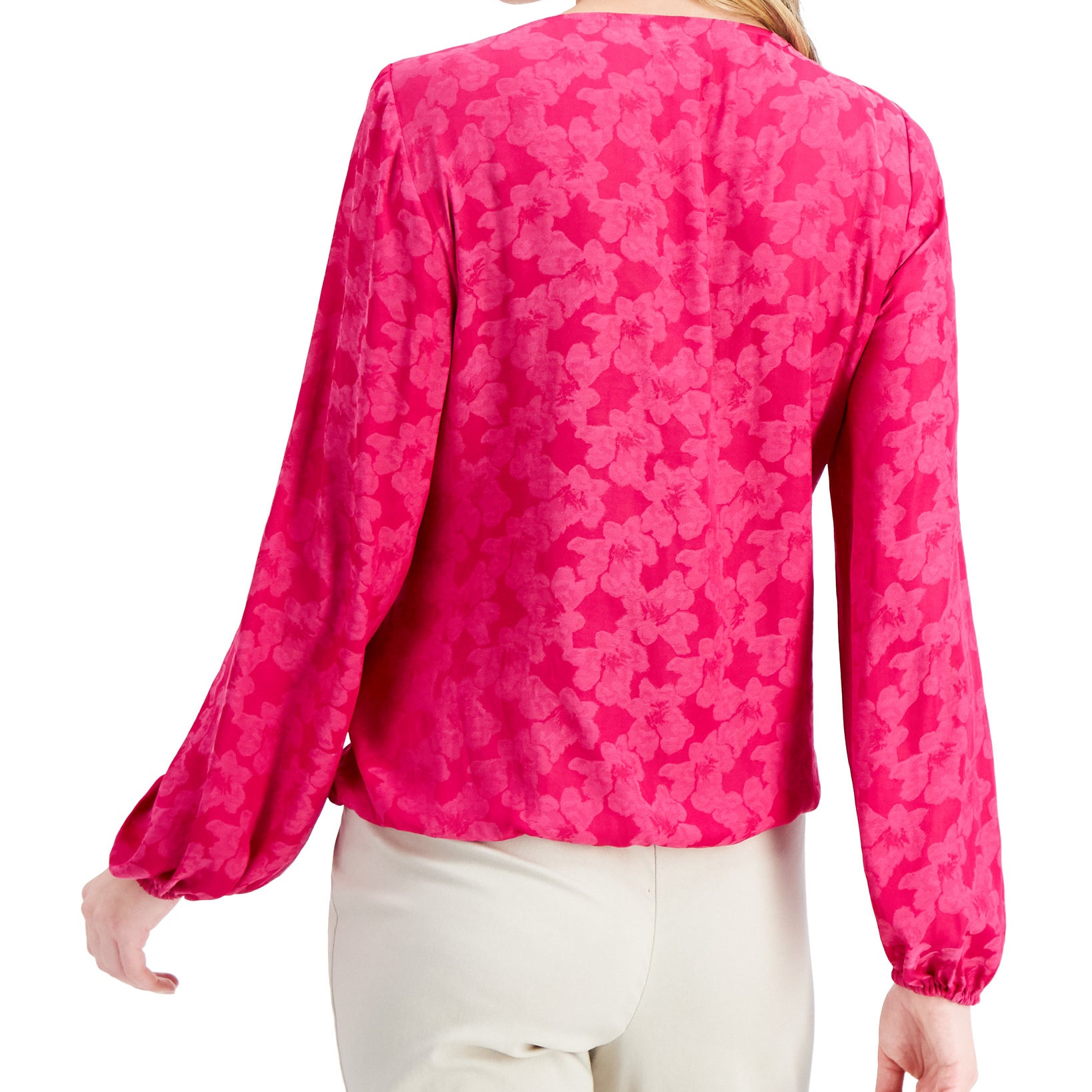 JM Collection Women Jacquard Bubble Hem Top