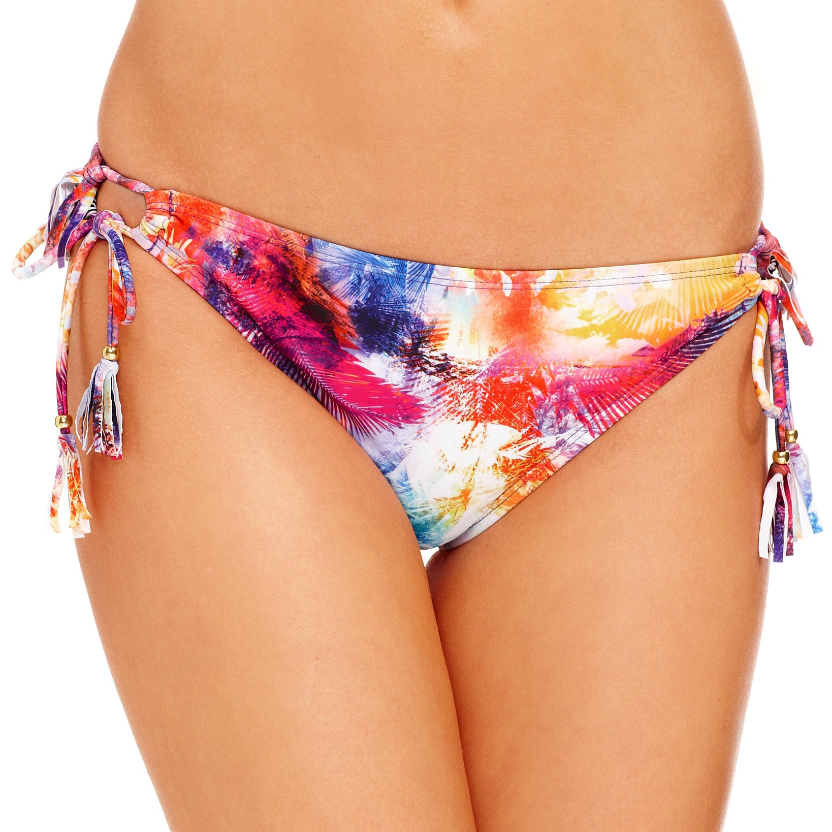 Raisins Juniors Printed Fringe Hipster Bikini Bottom Pink