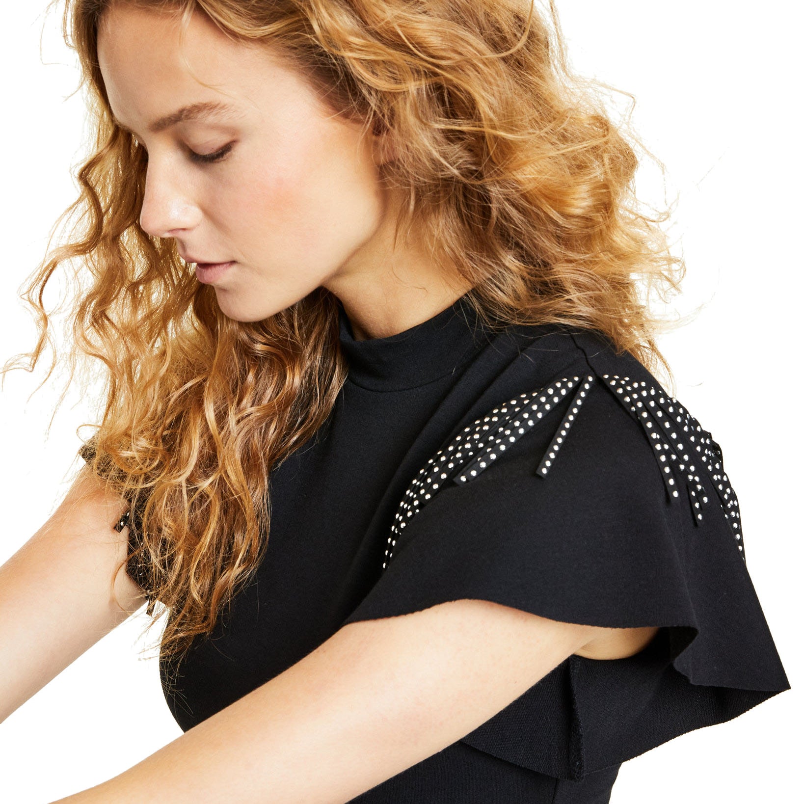 Bar III Women Fringe Flutter Sleeve Top