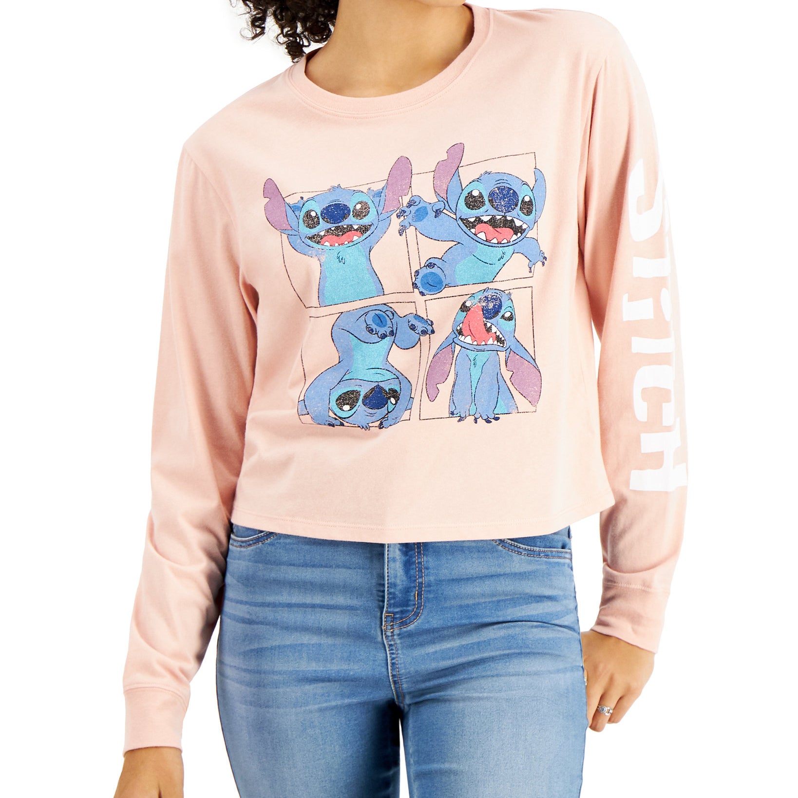 Disney Women Stitch Long Sleeve T Shirt Misty Rose