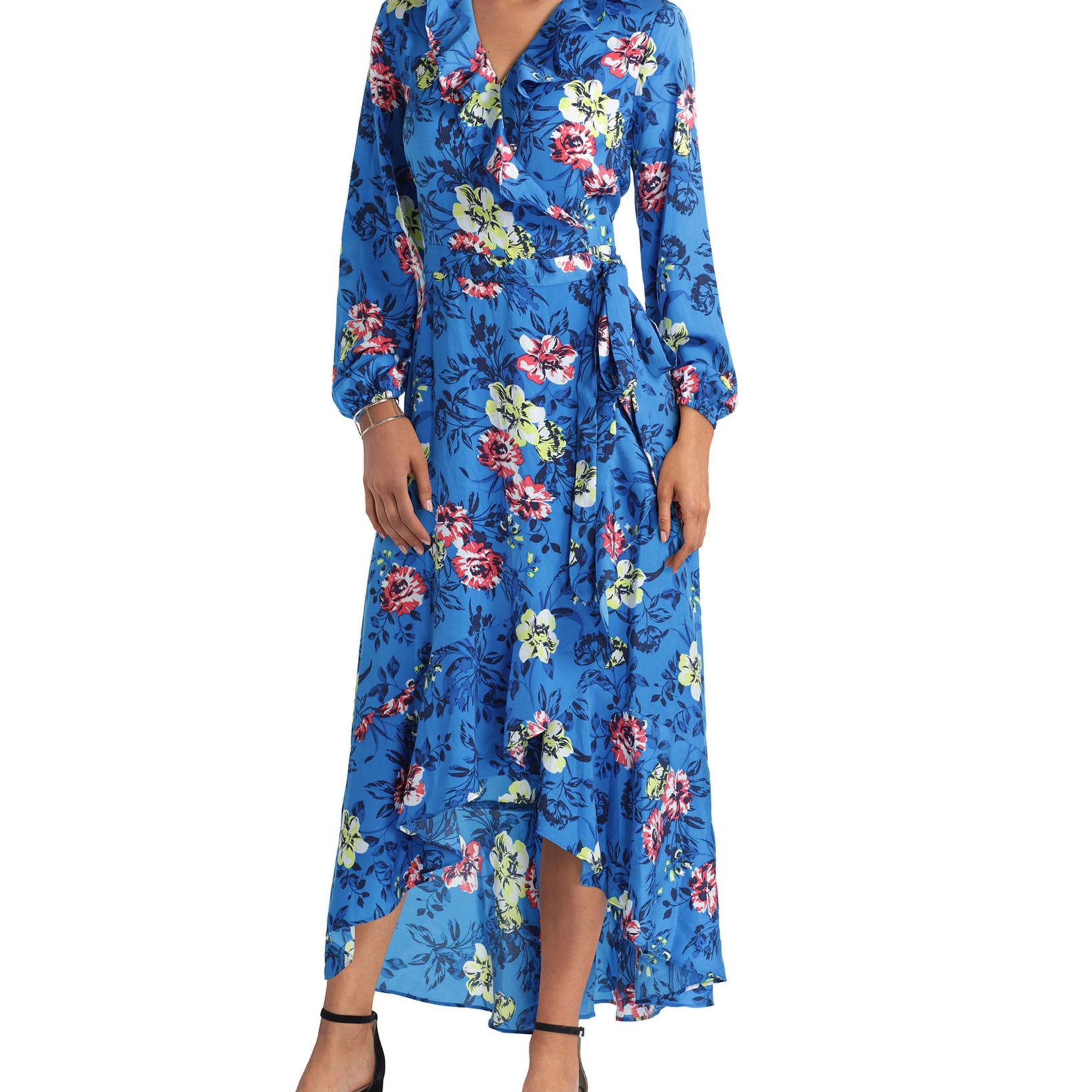 Gigi Parker Women Wrap Dress with Ruffle Neckline