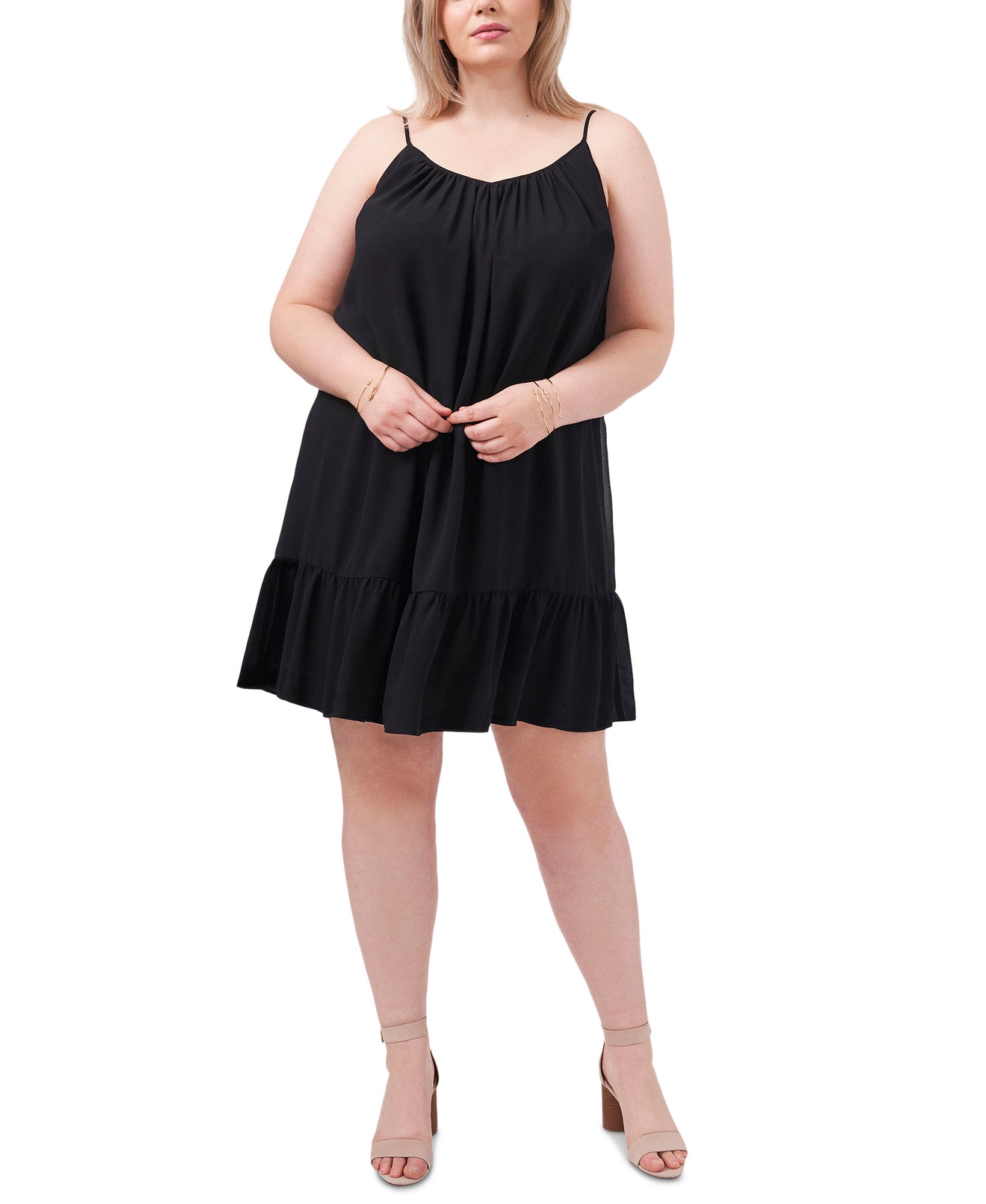 1.STATE Women Plus Ruffled Hem Dress Rich Black