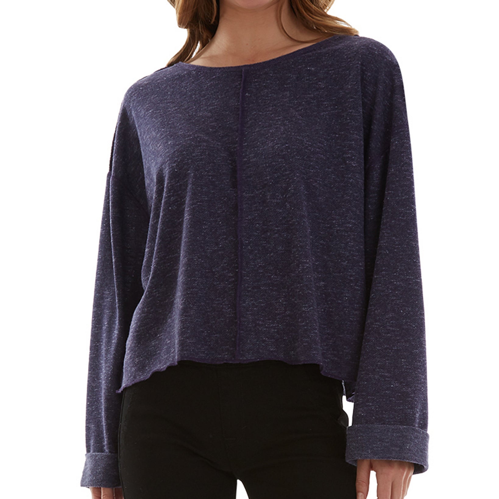 BCX Juniors Exposed Seam Low Back Top Denim
