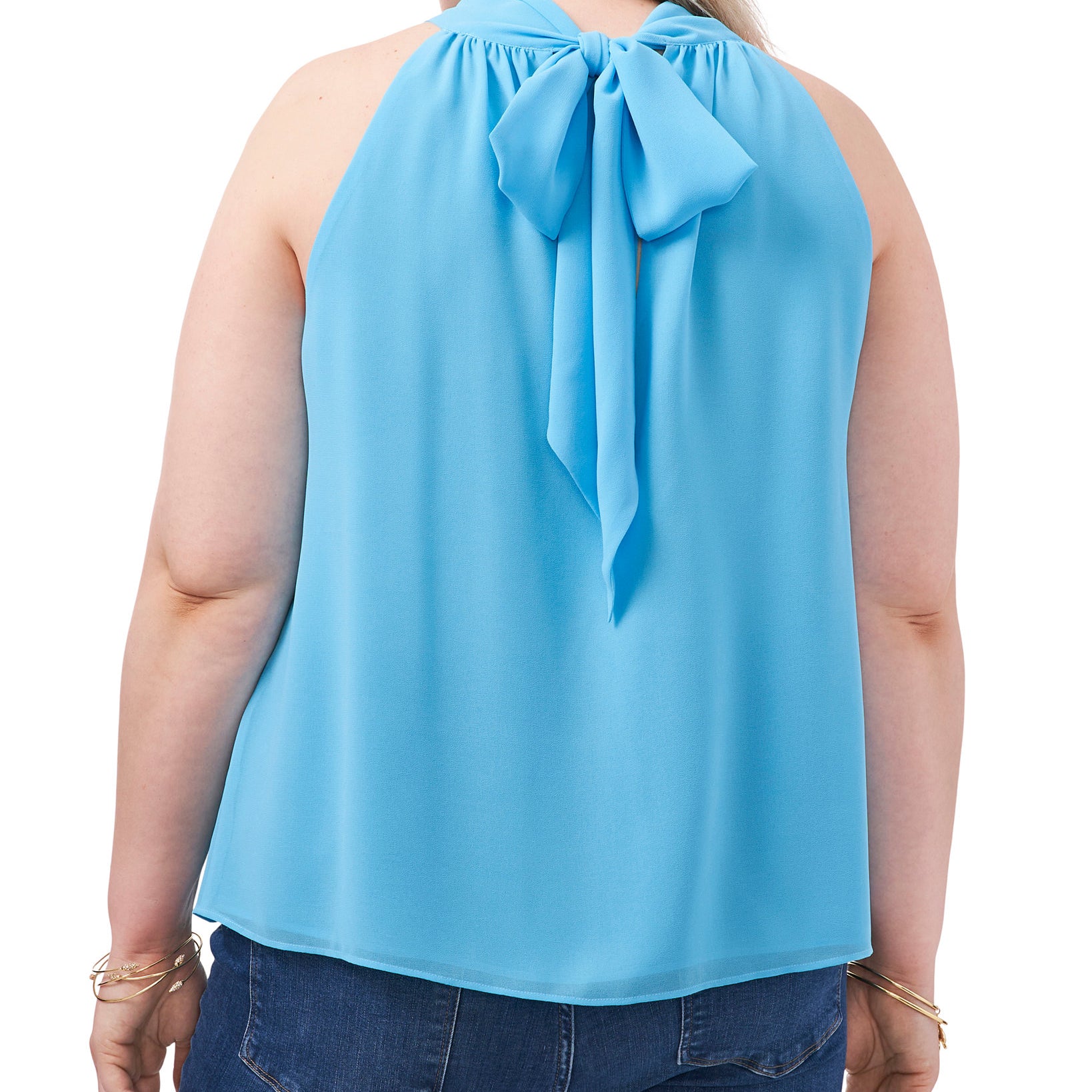 1.STATE Women Plus Tie Neck Top
