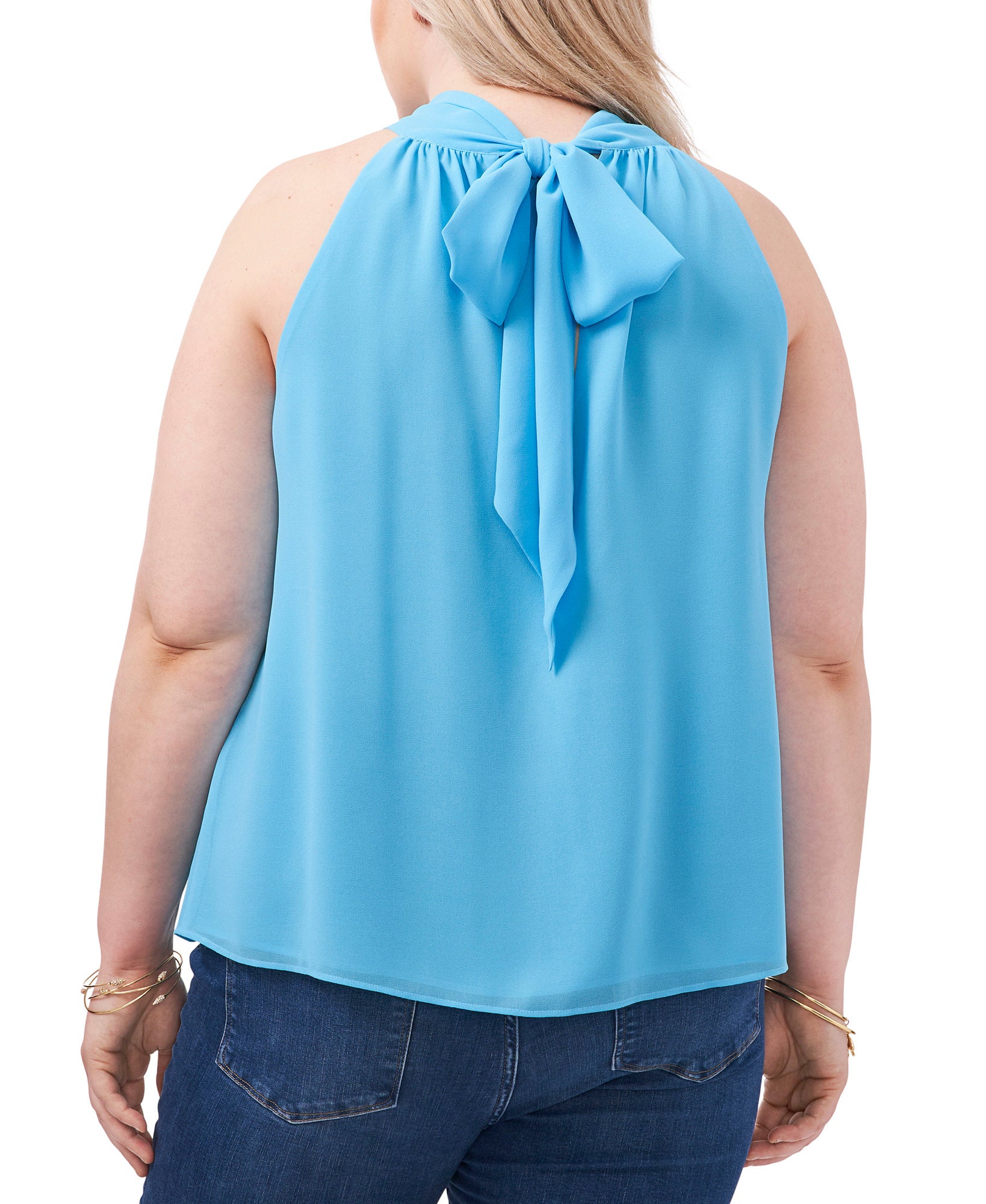 1.STATE Women Plus Tie Neck Top
