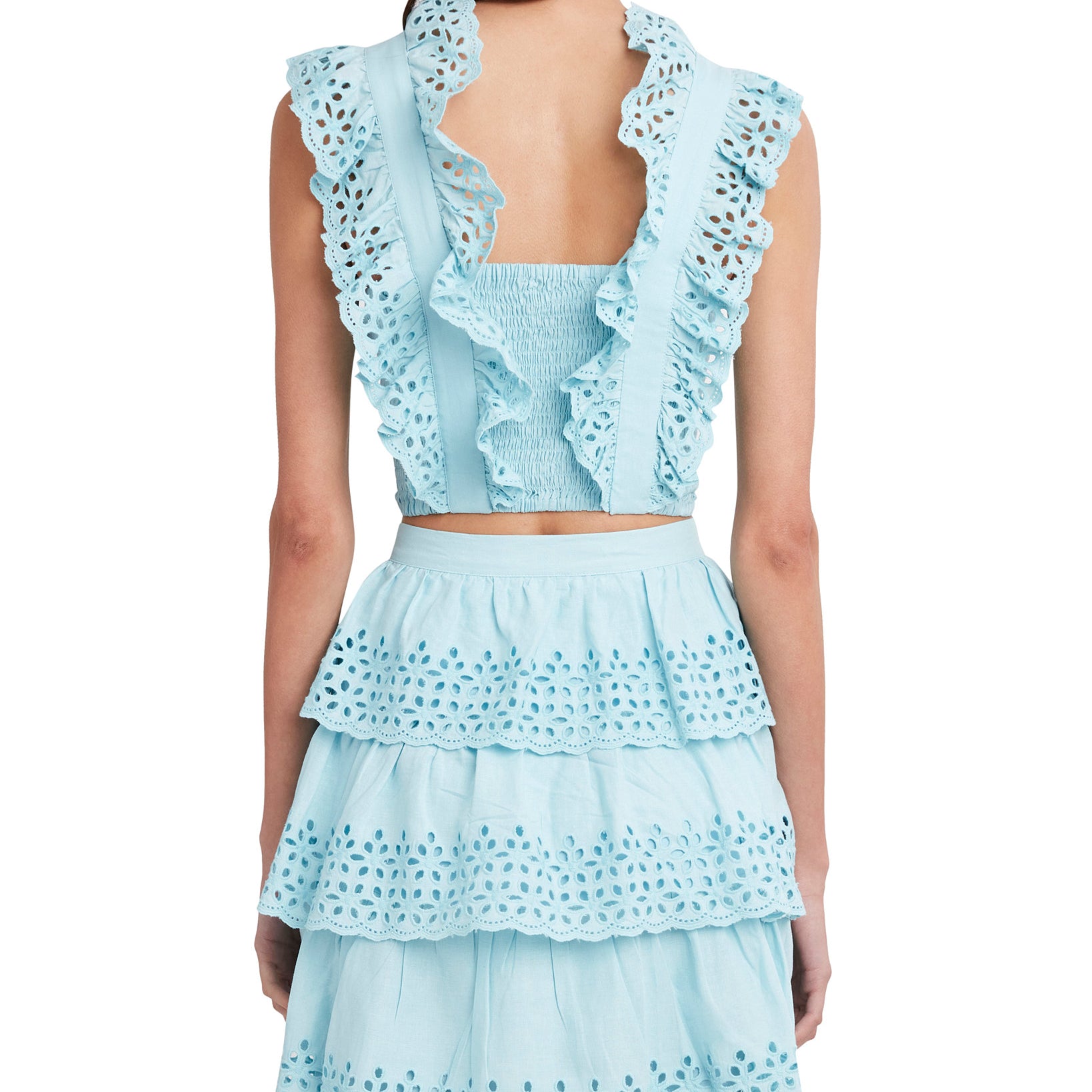 BCBGMAXAZRIA Women Sleeveless Ruffled Top
