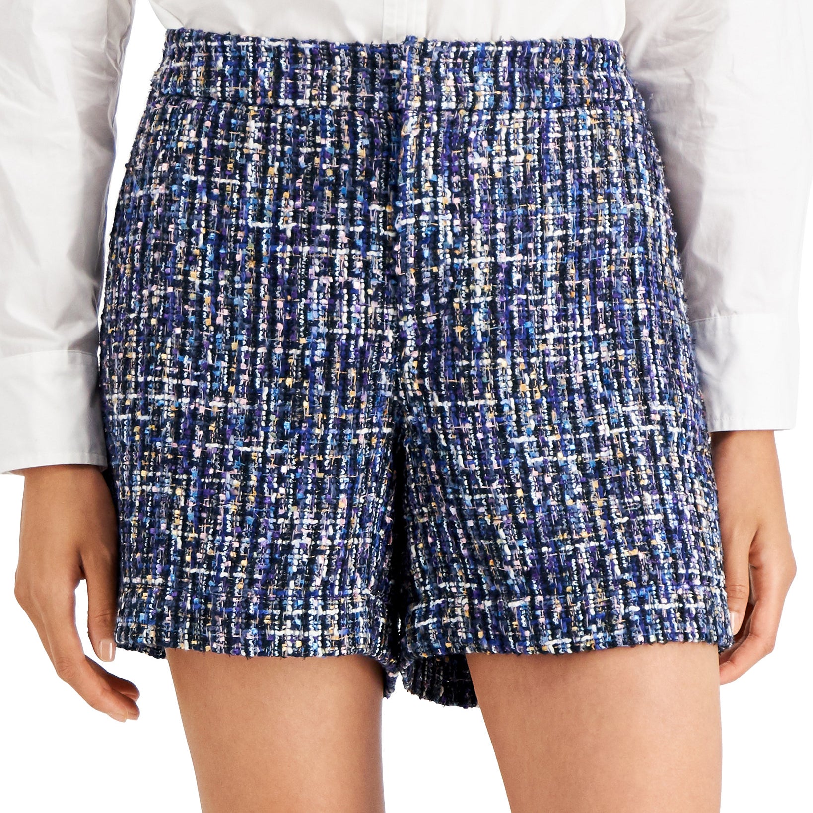 Charter Club Women Tweed Shorts Navy Combo