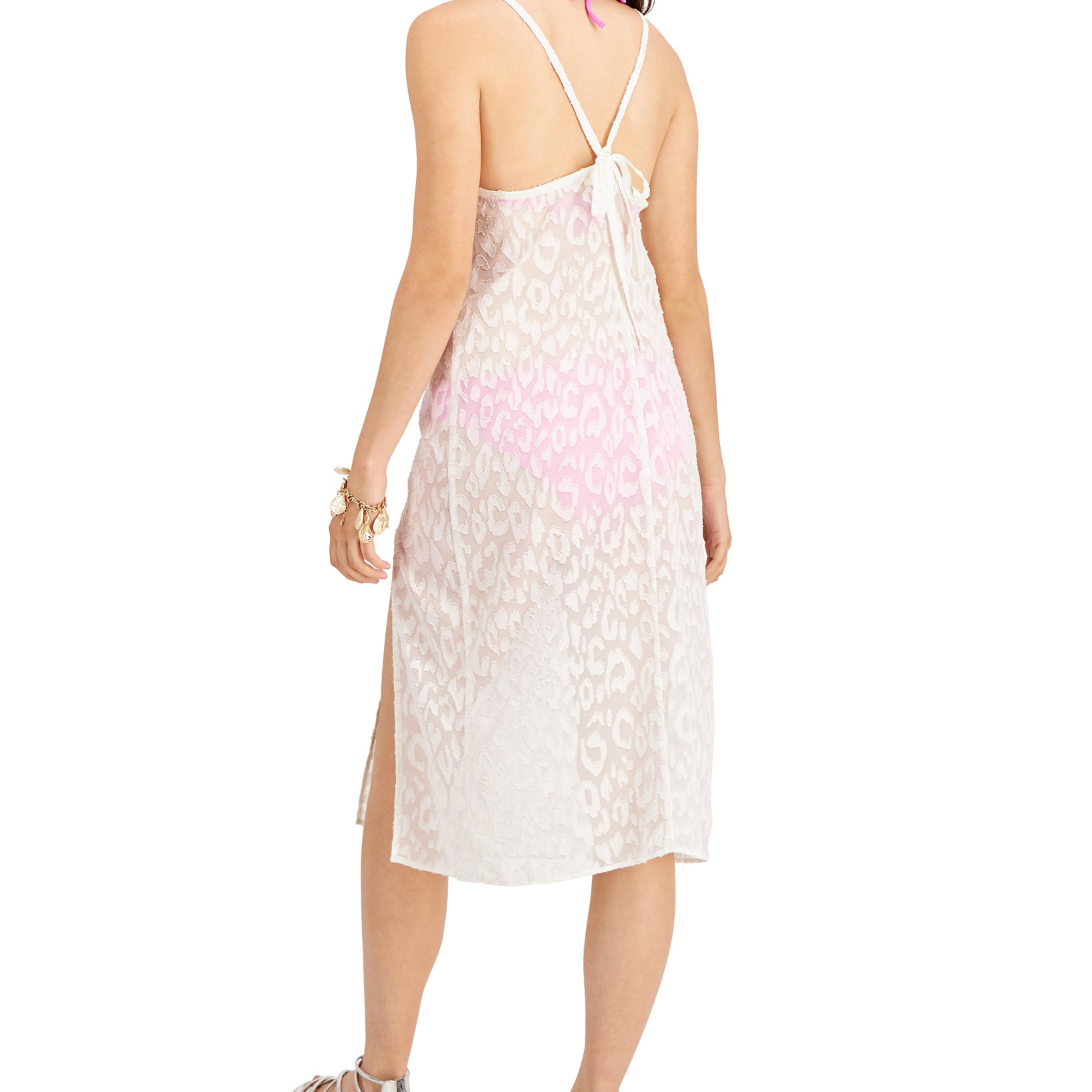 Miken Women Lurex Animal Print Midi Cover Up Dress