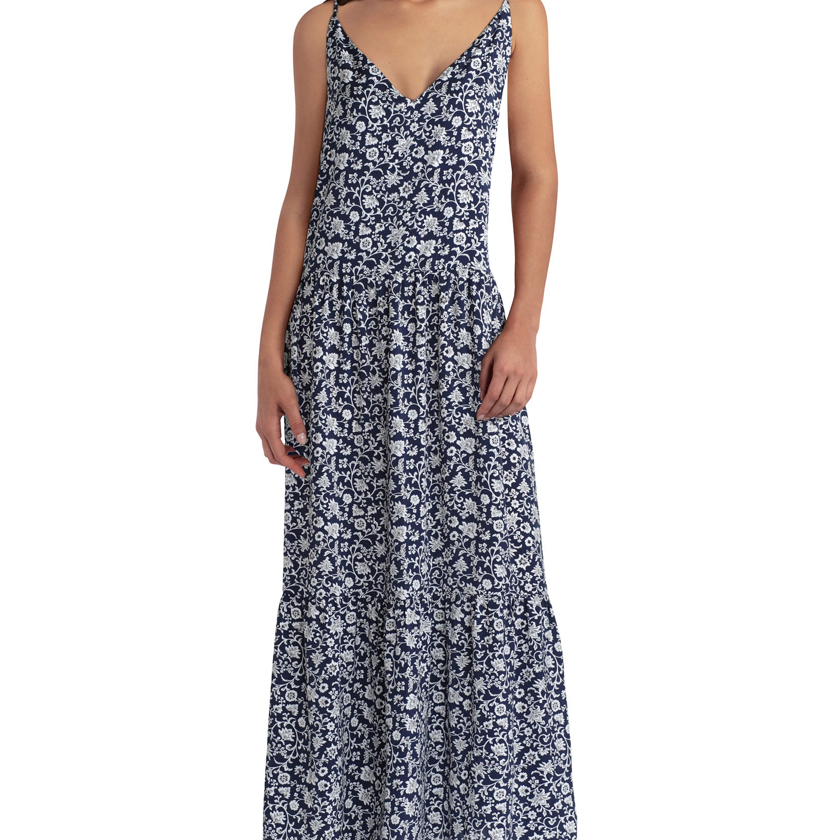 Gigi Parker Women Tiered Maxi Dress Classic Navy