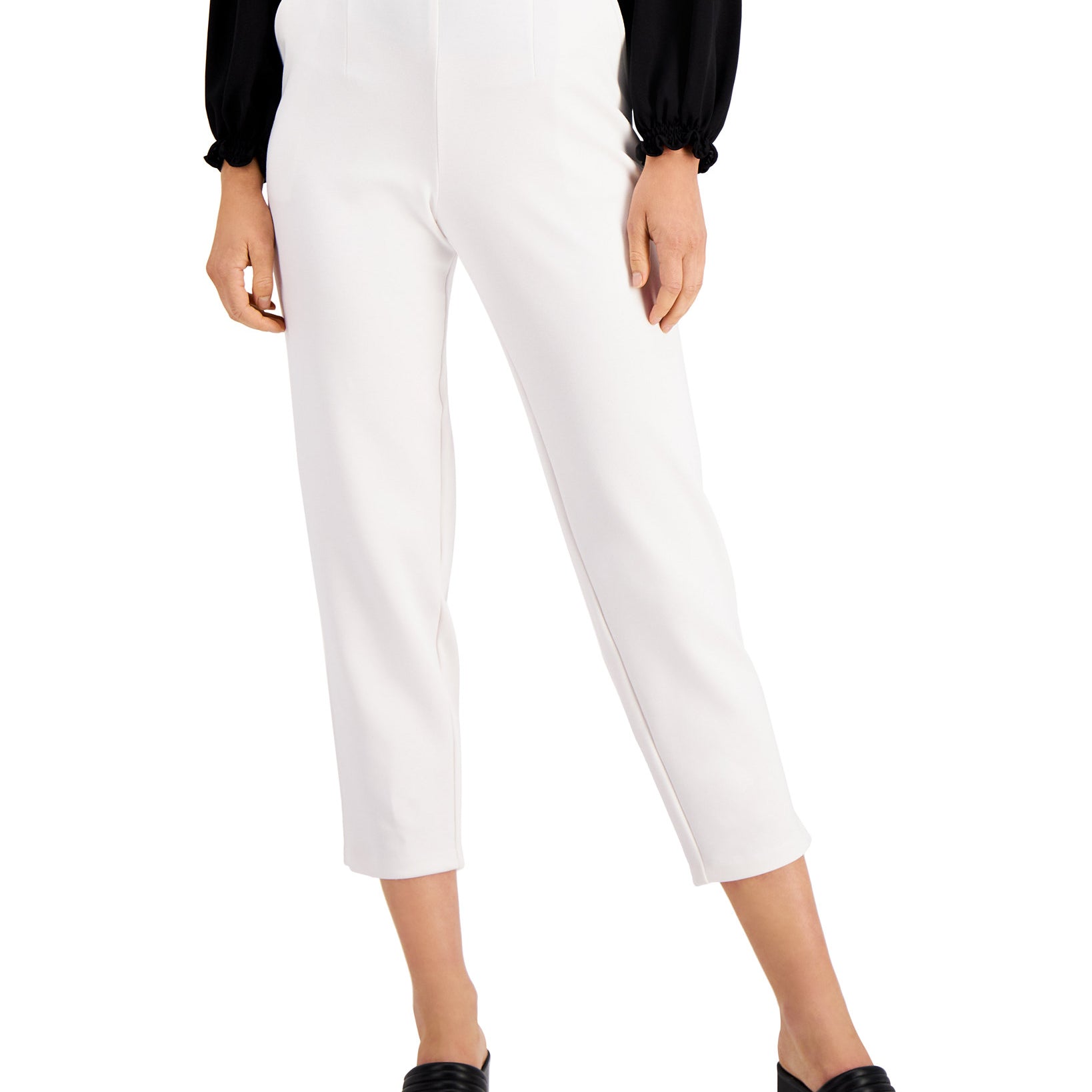 Alfani Women Straight Leg Pull On Ankle Pant Oat Milk