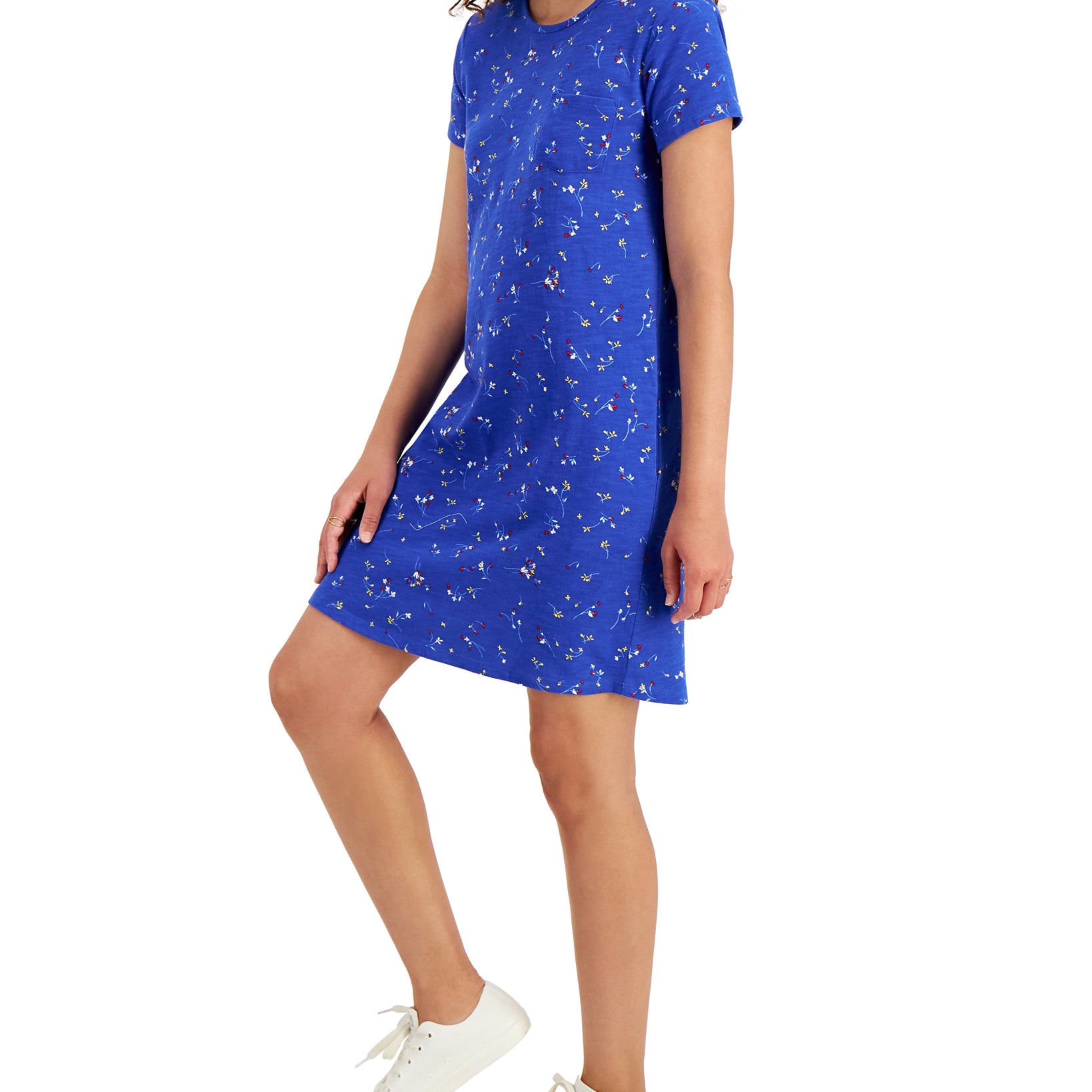 Style & Co Women Petite Cotton Print T Shirt Dress