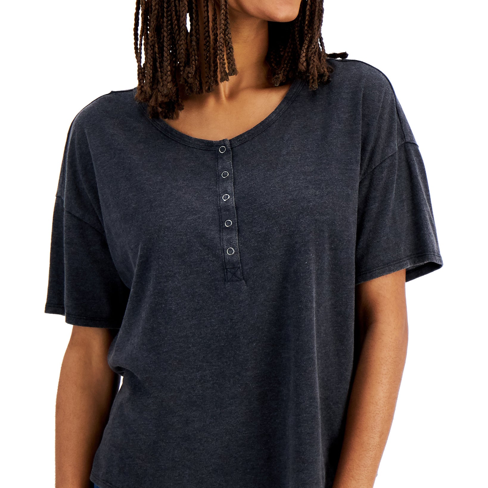 Hippie Rose Women Buttoned Neck Top