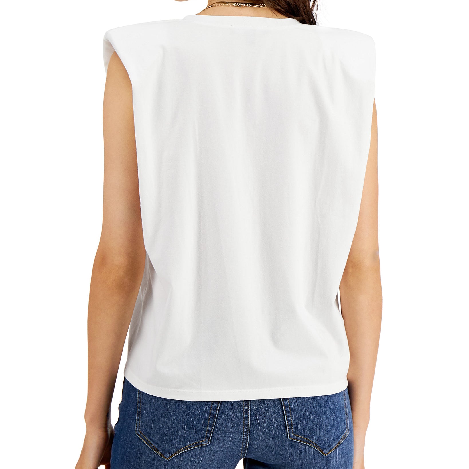 INC International Concepts Women Strong Shoulder V Neck T Shirt