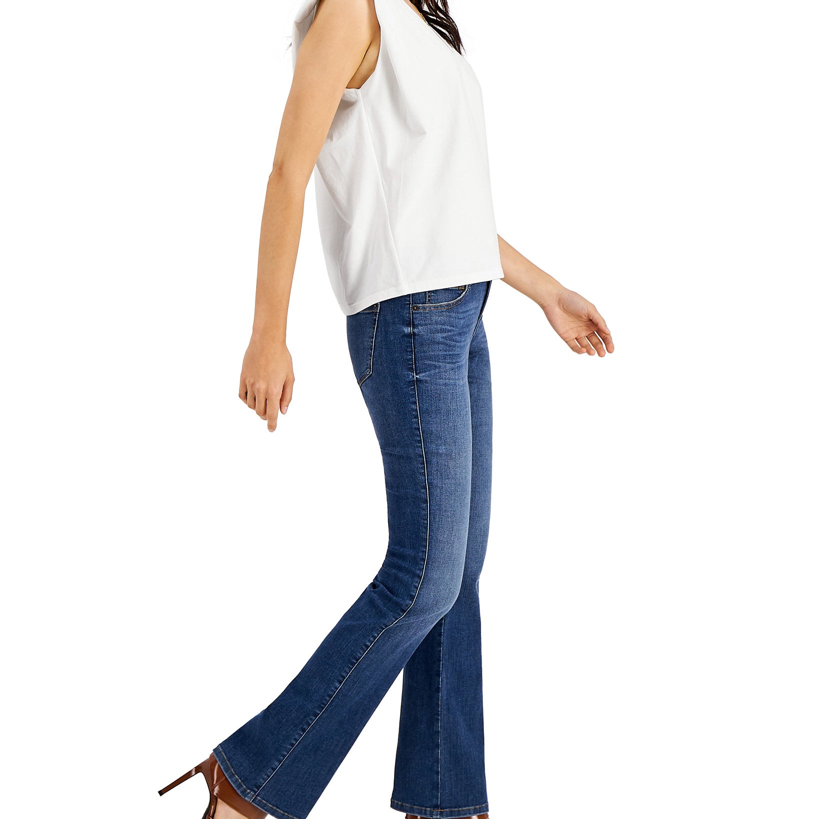 INC International Concepts Women Strong Shoulder V Neck T Shirt