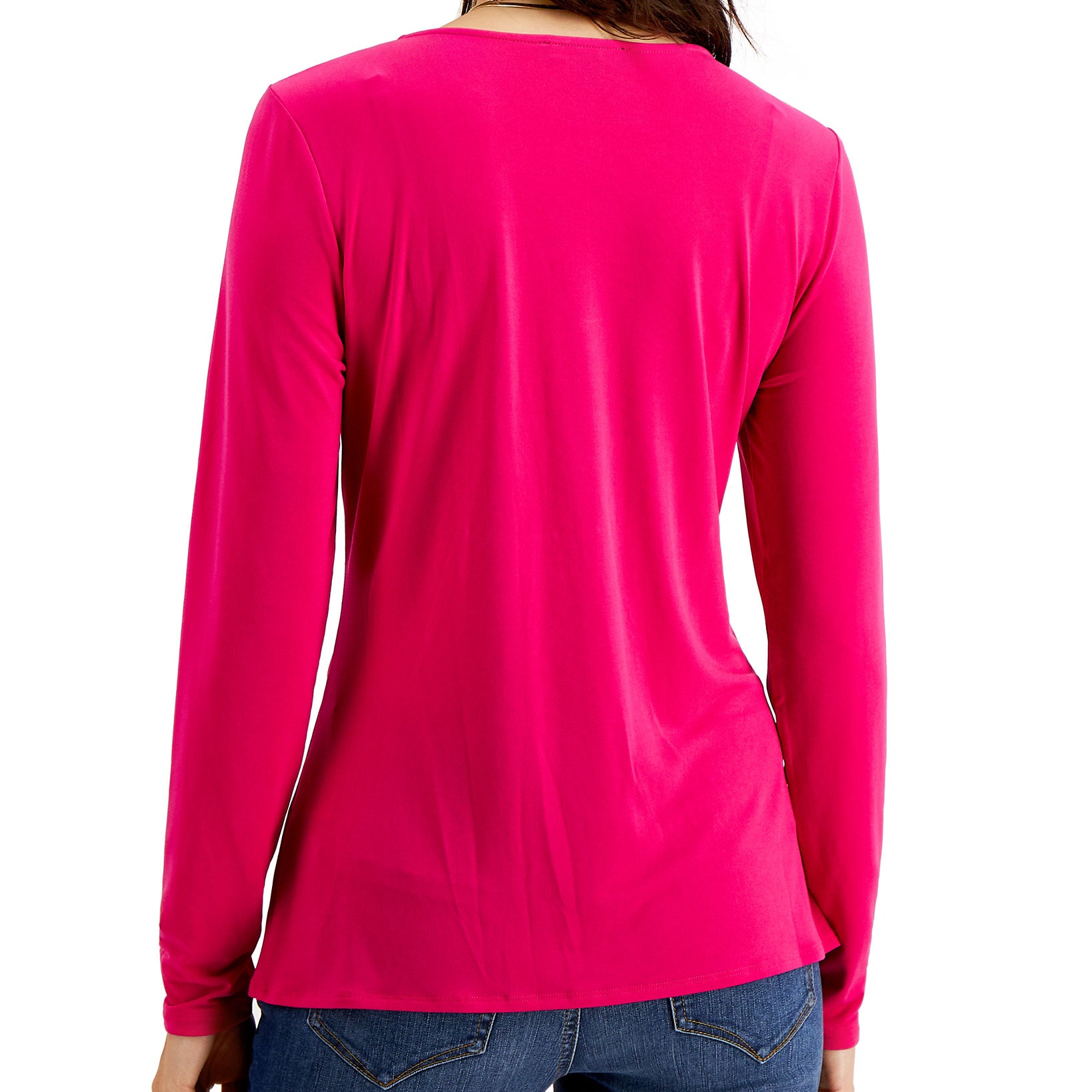 INC International Concepts Women Ruched Button Down Top