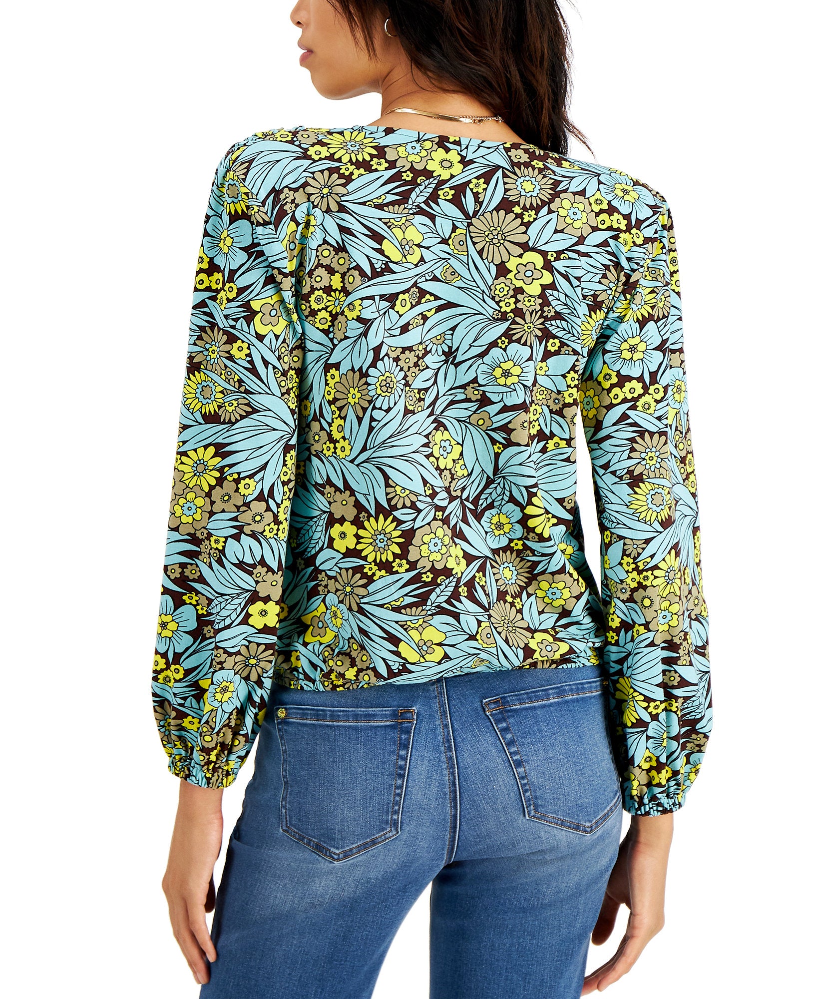 INC International Concepts Women Printed Surplice Blouse