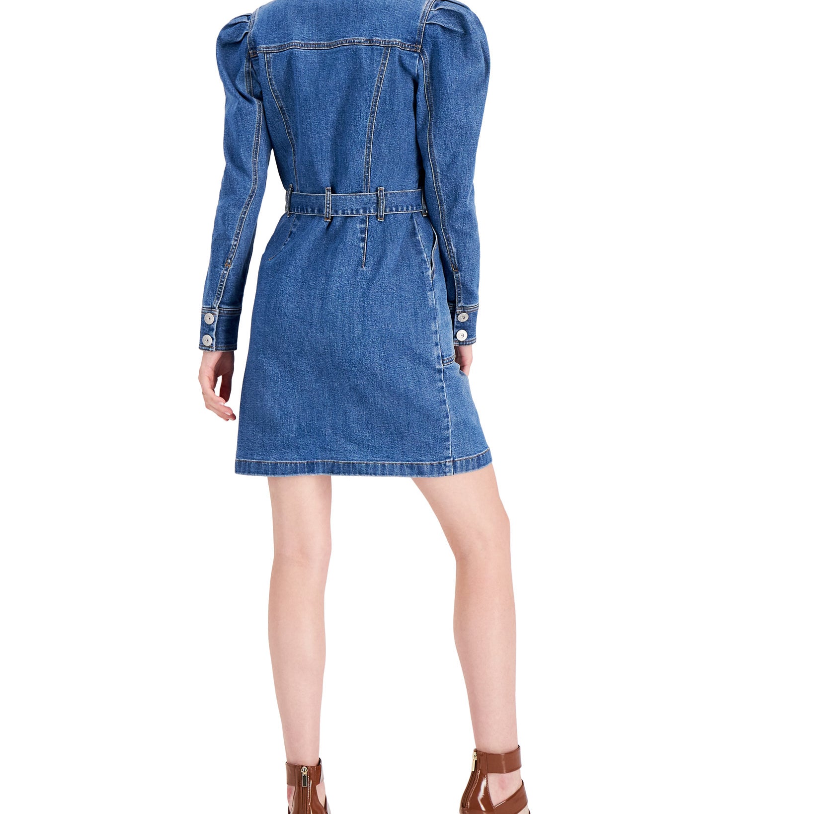 INC International Concepts Women Denim Belted Shirtdress