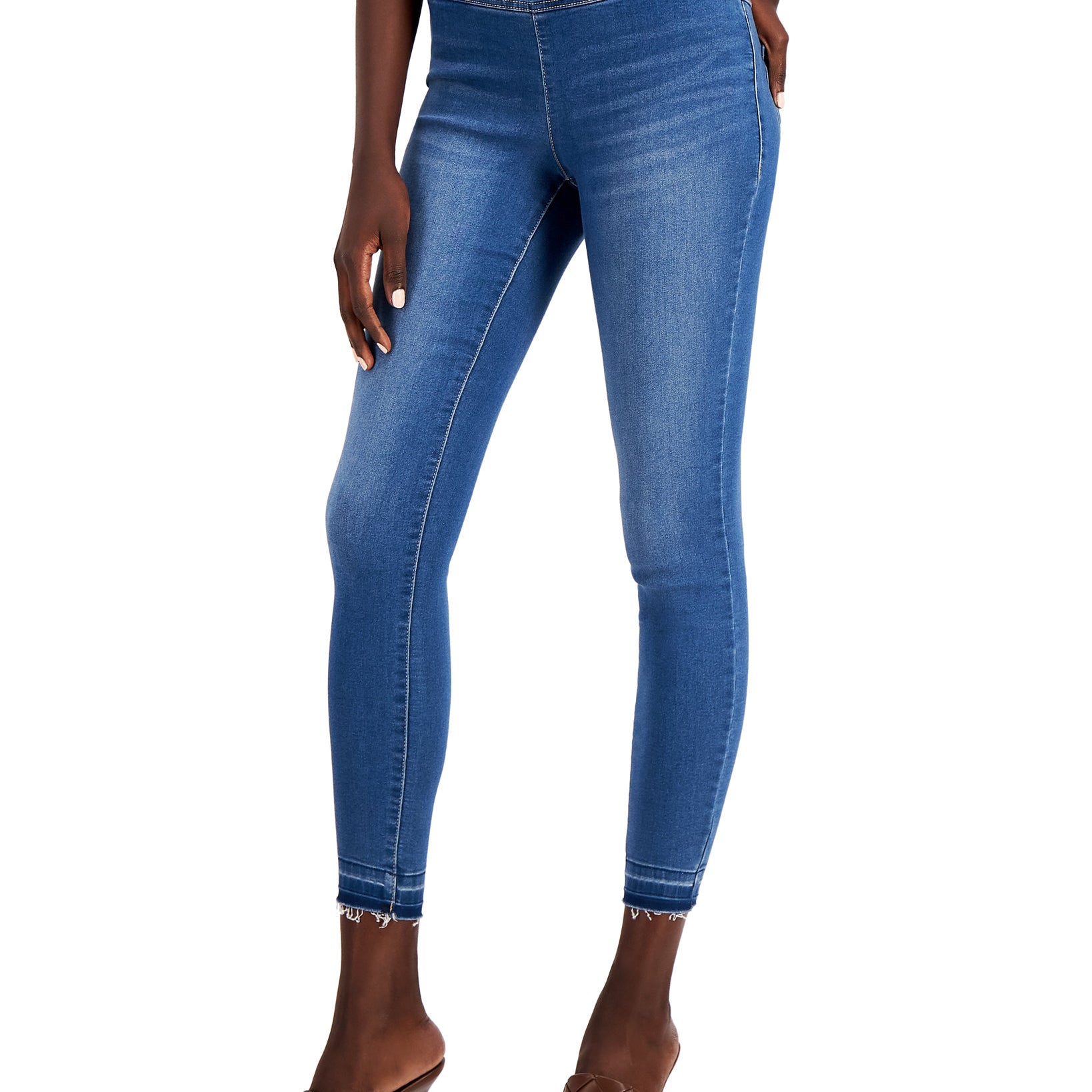 INC International Concepts Women Mid Rise Pull On Denim Jeggings Pineapple Wash