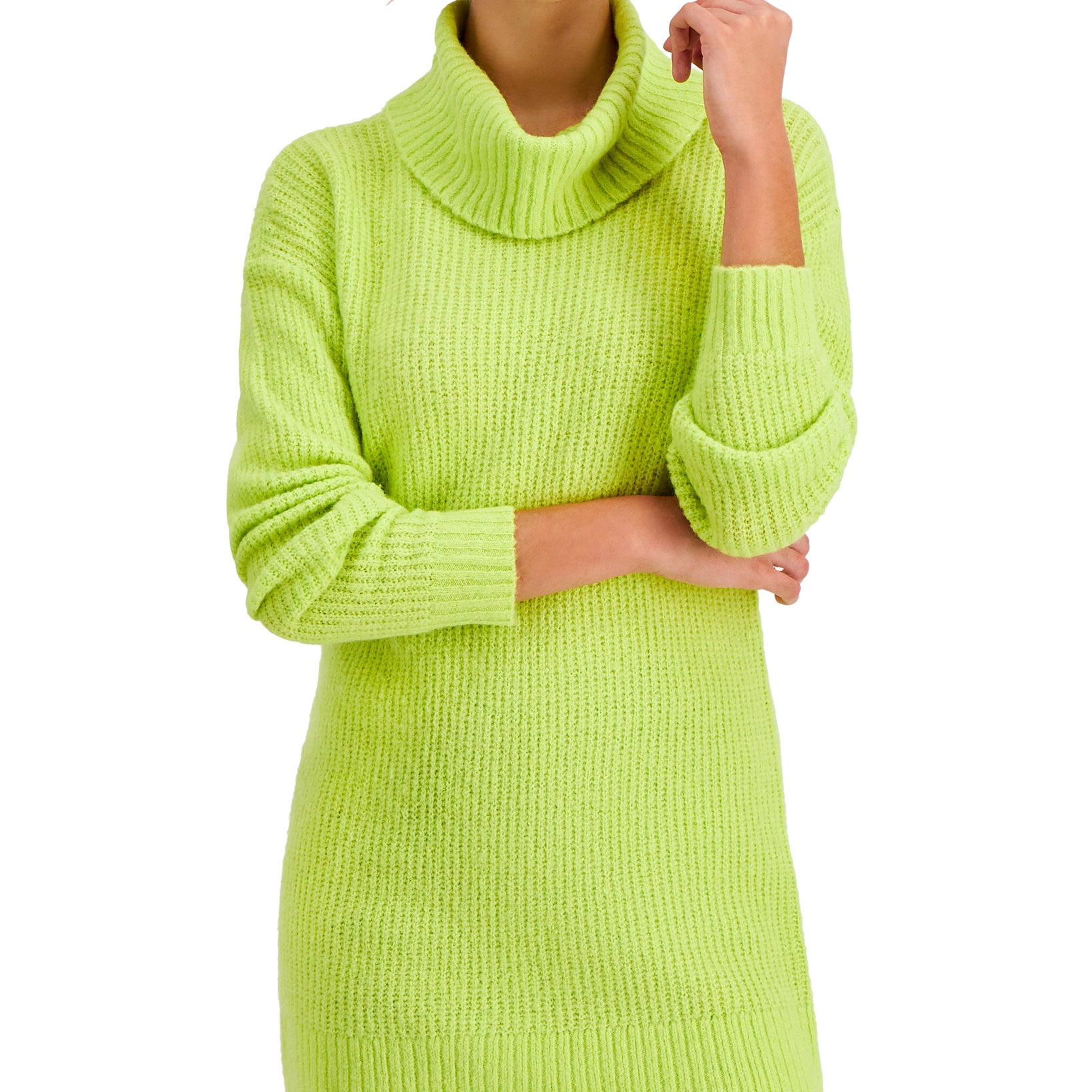 Style & Co Women Cowl Neck Tunic Sweater Lightest Lime