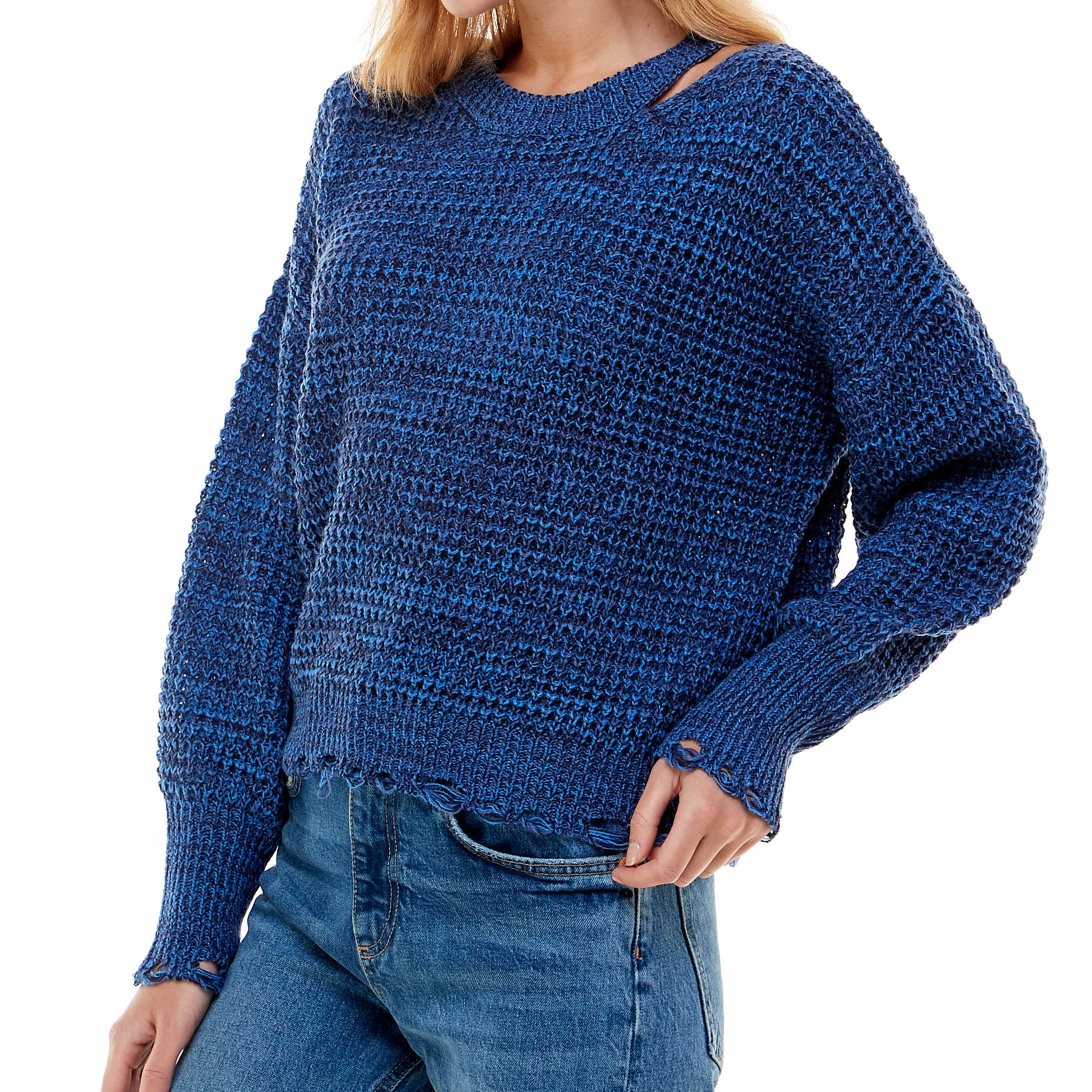 Ultra Flirt Women Destructed Cut Out Sweater