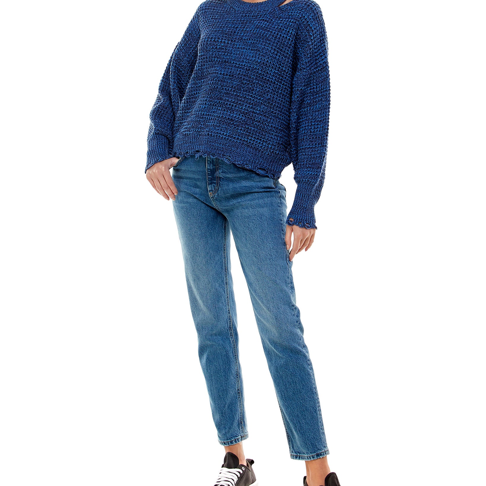 Ultra Flirt Women Destructed Cut Out Sweater
