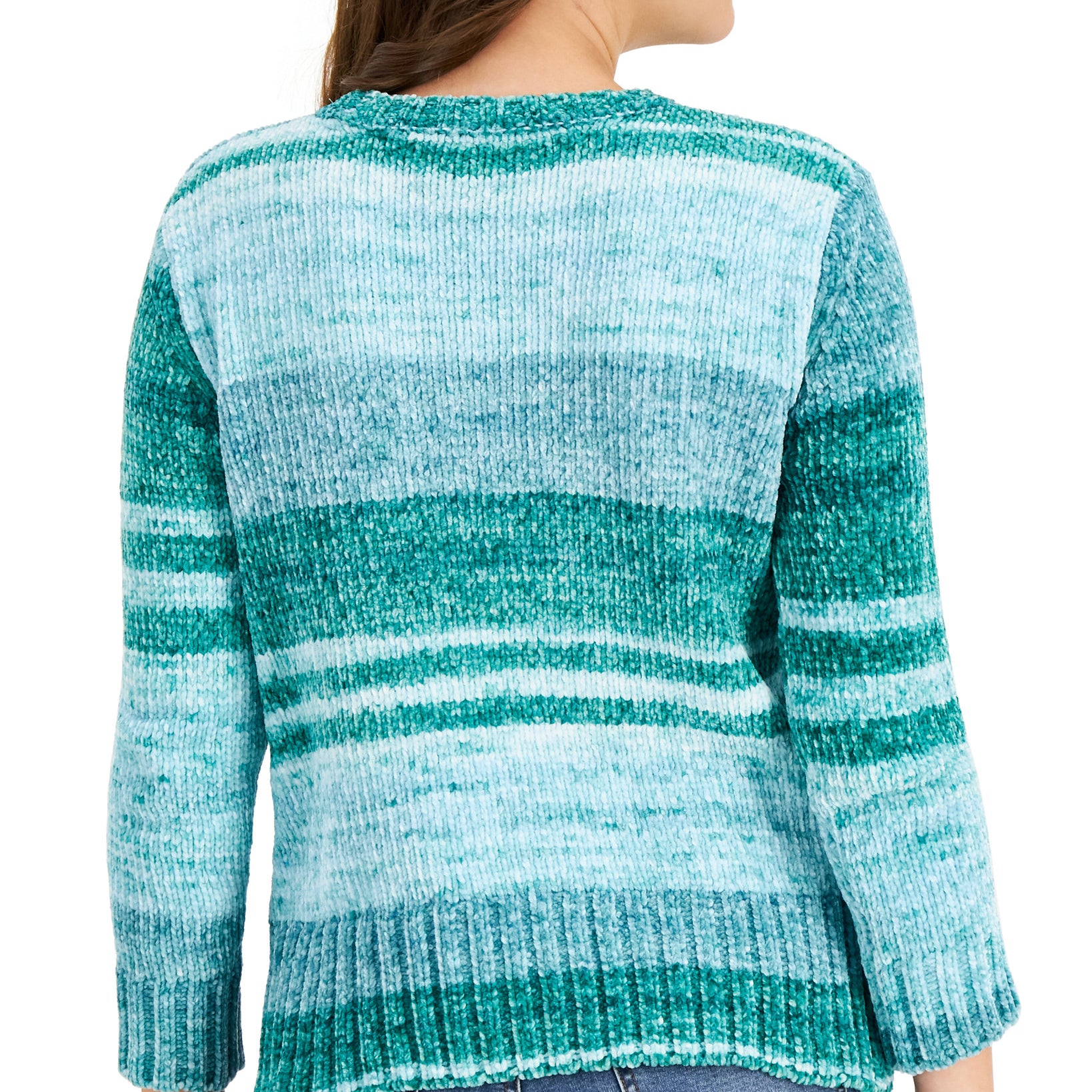 Style & Co Women Striped Space Dye Sweater